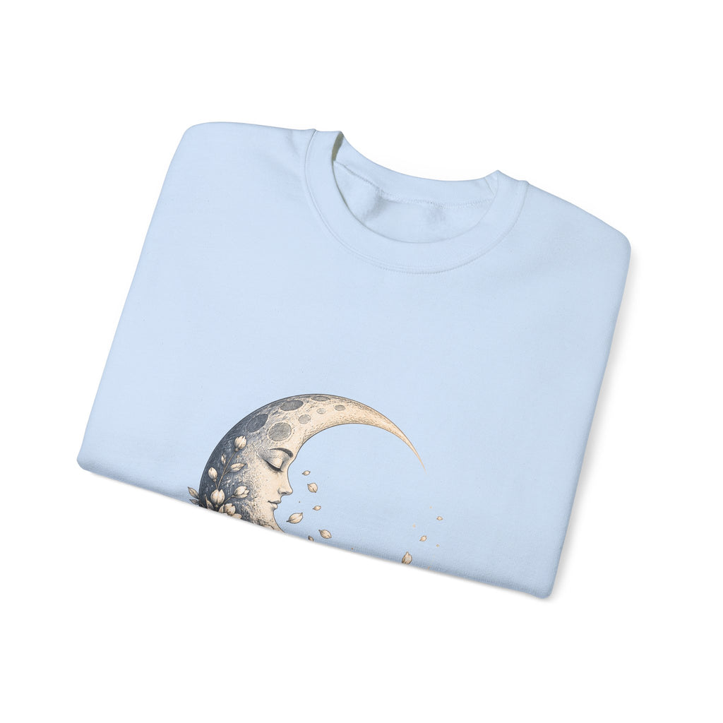 Matching Couple Sweatshirt - Waxing & Waning Moon Matching Couple Premium Fleece Sweatshirt Hand-Drawn Art His Hers Anniversary Gift - Design B