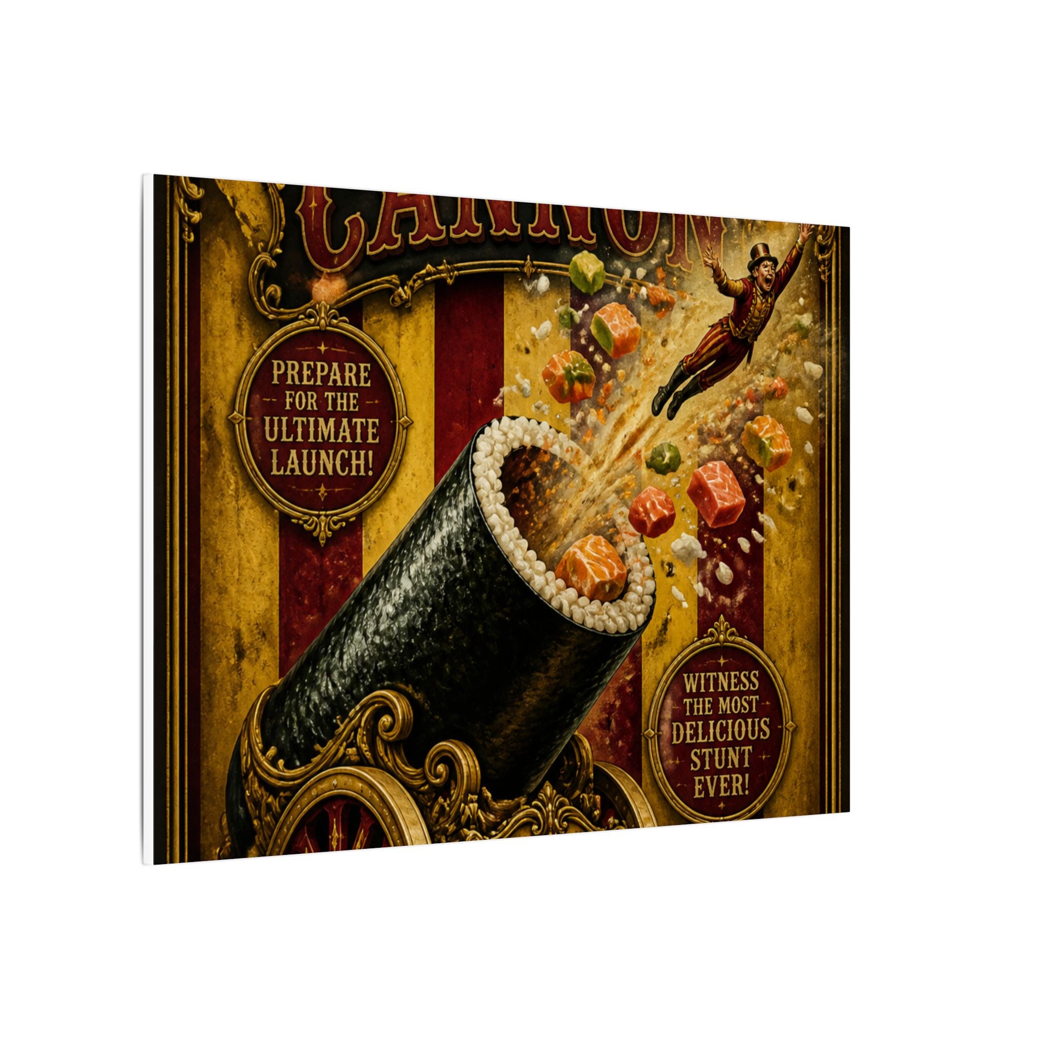 Sushi Roll Cannon Wall Art Canvas 24×36 Baroque Studio Decor Maximalist Print