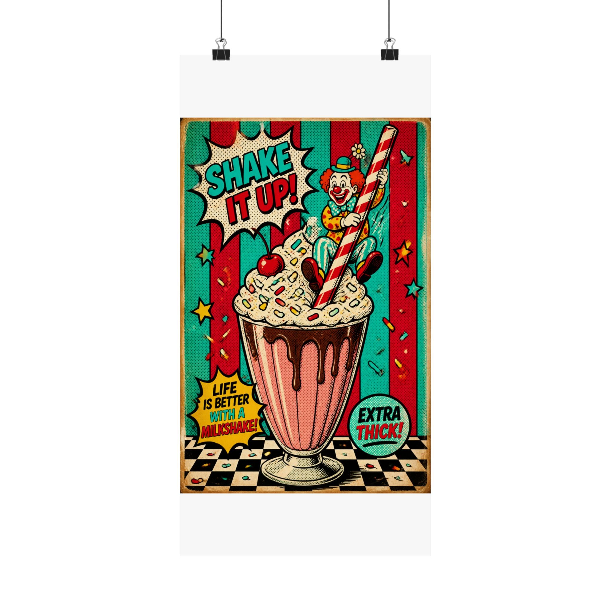 Milkshake Slide Clown Wall Art Poster 18×24 Pop Art Living Room Decor Maximalist Print