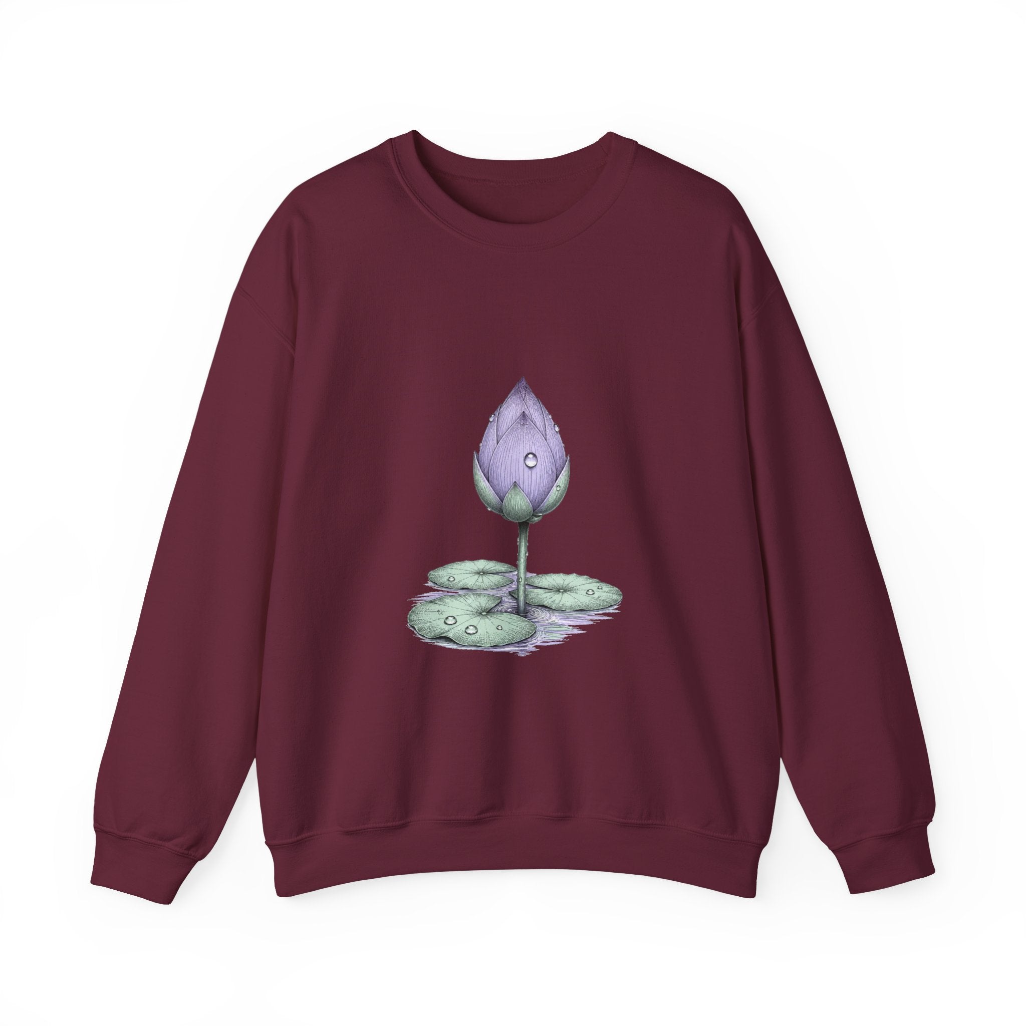 Matching Couple Sweatshirt - Open & Closed Lotus Matching Couple Crewneck Sweatshirt Hand-Drawn Art His Hers Best Friend Gift - Design B
