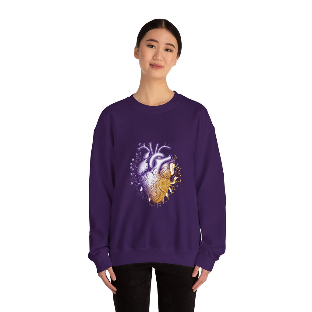 Matching Couple Sweatshirt - Robot & Heart Matching Couple Crewneck Sweatshirt Vintage Art His Hers Wedding Gift - Design B