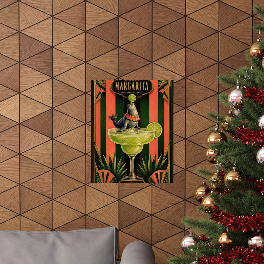 Margarita Balancing Seal Wall Art Poster 18×24 Art Deco Entryway Decor Maximalist Print