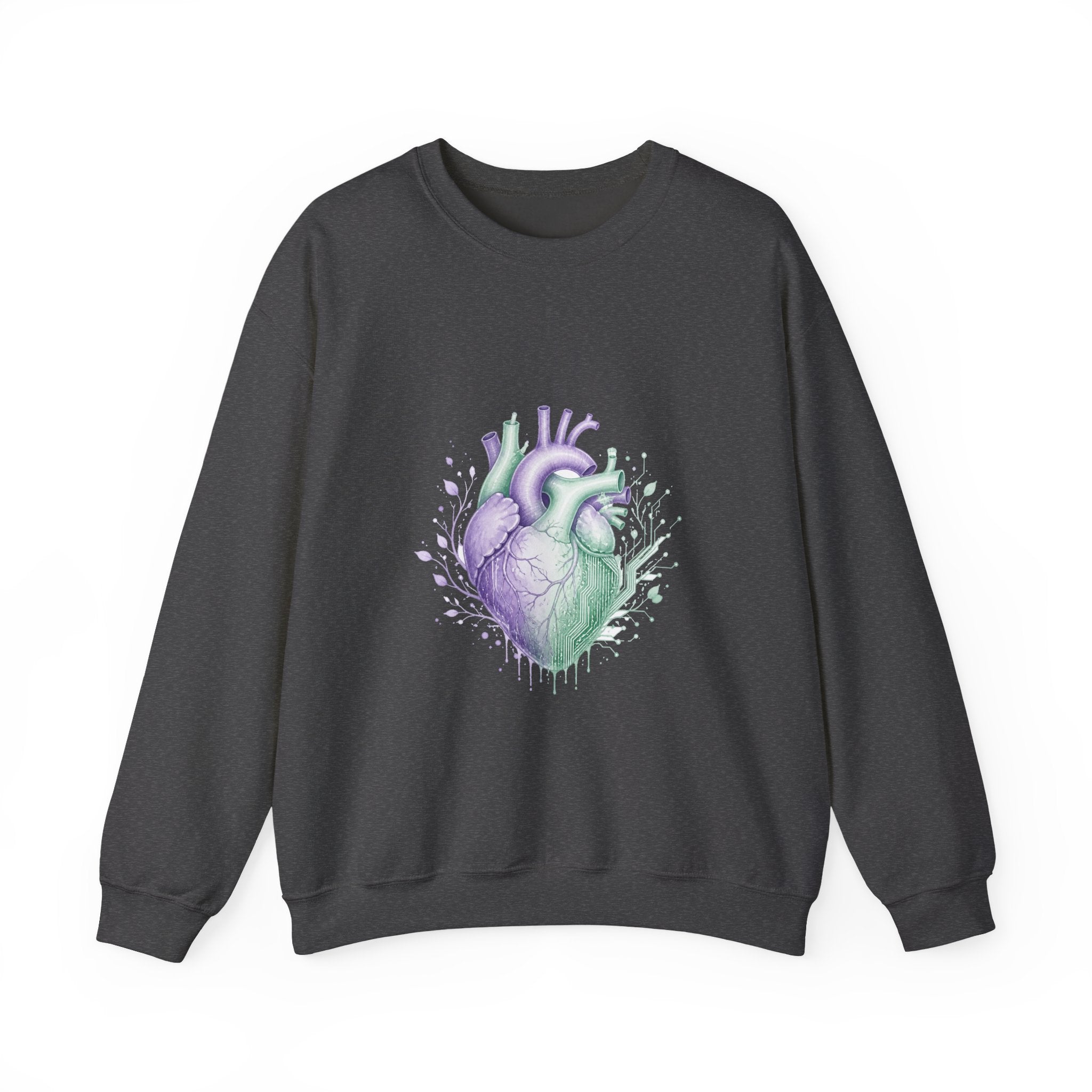 Matching Couple Sweatshirt - Robot & Heart Matching Couple Premium Fleece Sweatshirt Watercolor Art His Hers Birthday Gift - Design B