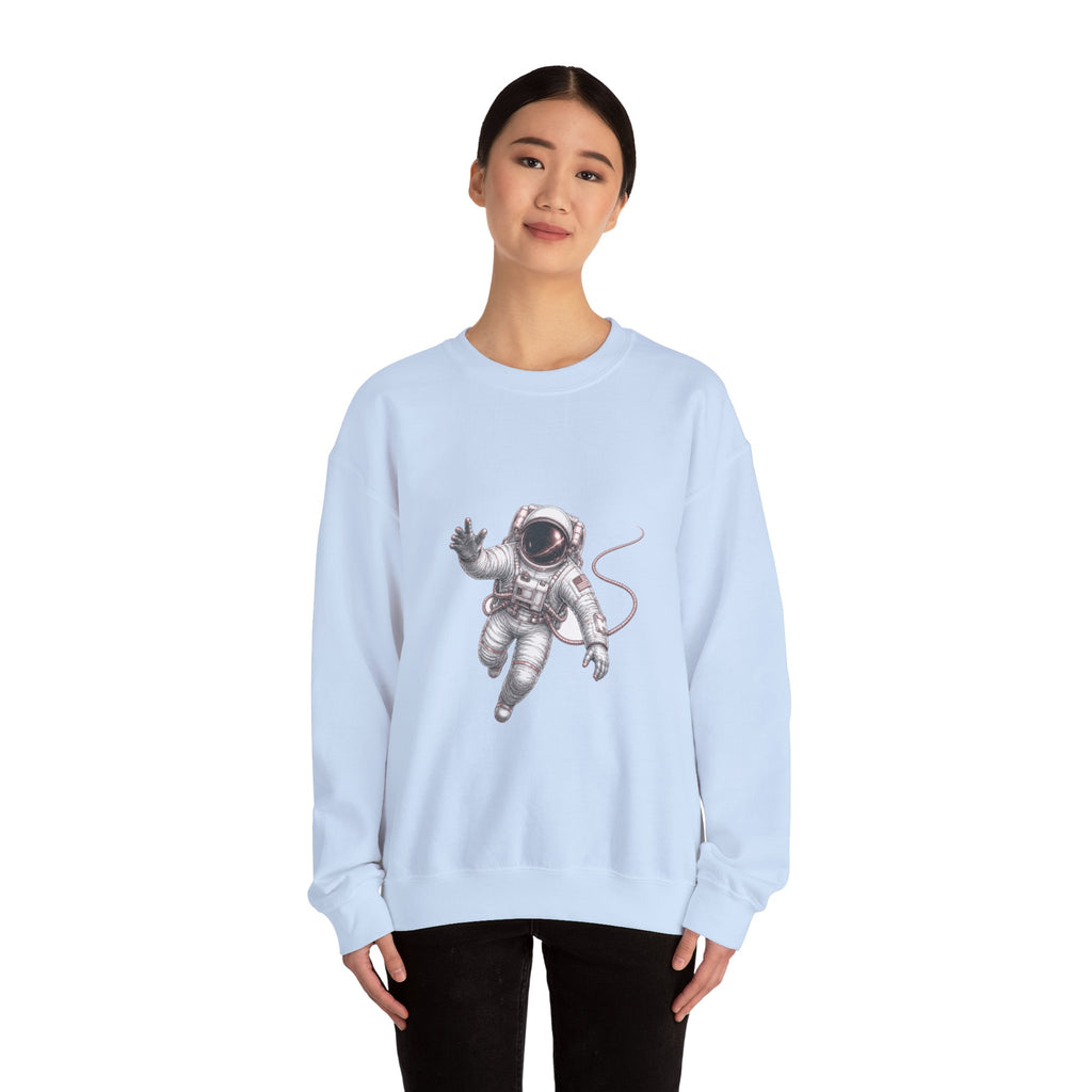 Matching Couple Sweatshirt - Astronaut & Planet Matching Couple Crewneck Sweatshirt Hand-Drawn Art His Hers Best Friend Gift - Design A
