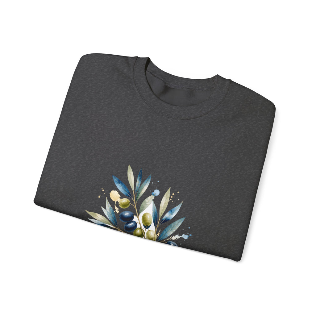 Matching Couple Sweatshirt - Olive Branch & Fig Matching Couple Comfort Colors Crew Watercolor Art His Hers Birthday Gift - Design A