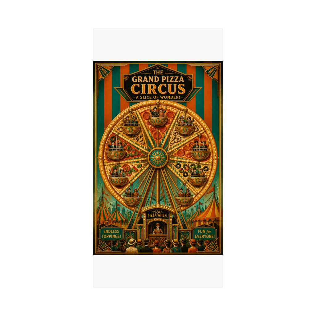 Pizza Ferris Wheel Wall Art Poster 24×36 Art Deco Bar Area Decor Maximalist Print