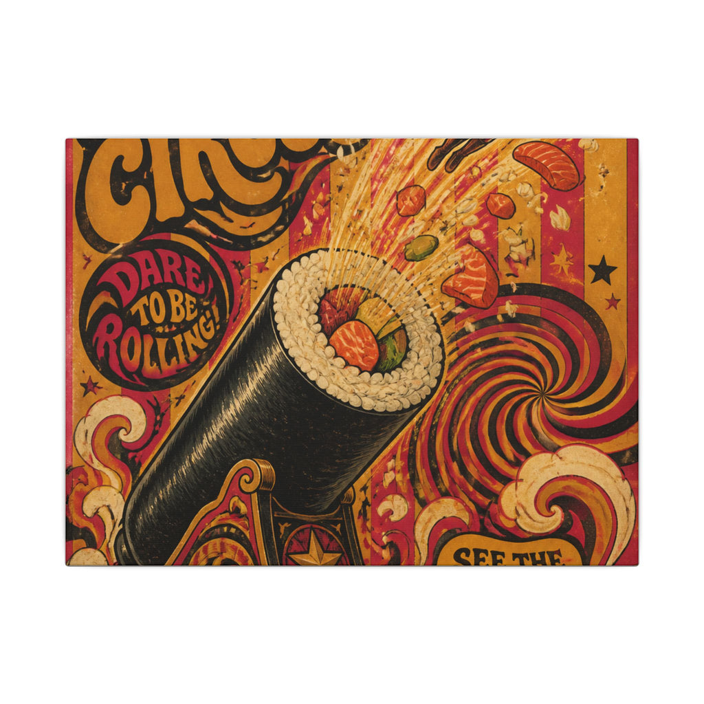 Sushi Roll Cannon Wall Art Canvas 24×36 Psychedelic Dining Room Decor Maximalist Print