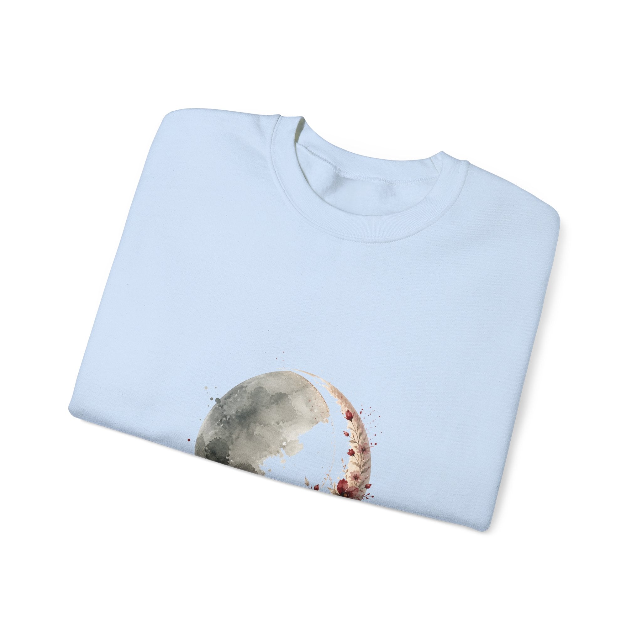 Matching Couple Sweatshirt - Waxing & Waning Moon Matching Couple Comfort Colors Crew Watercolor Art His Hers Birthday Gift - Design A