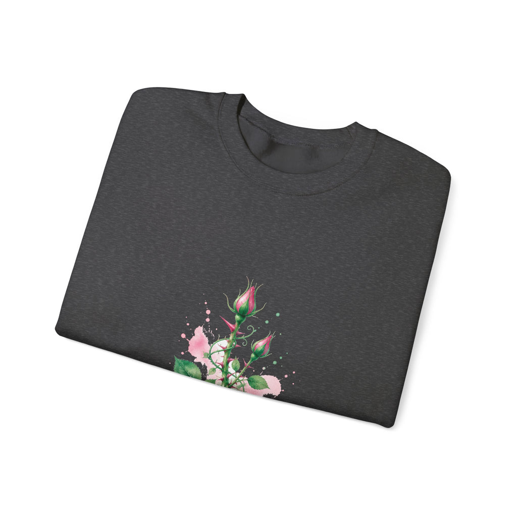 Matching Couple Sweatshirt - Rose & Thorn Matching Couple Comfort Colors Crew Watercolor Art His Hers Birthday Gift - Design B
