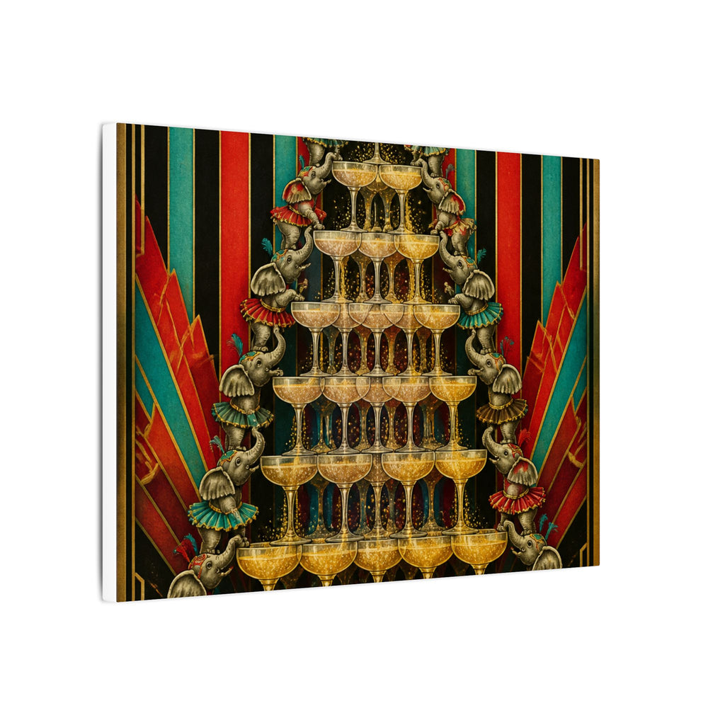 Champagne Tower Elephants Wall Art Canvas 16×20 Art Deco Entryway Decor Maximalist Print