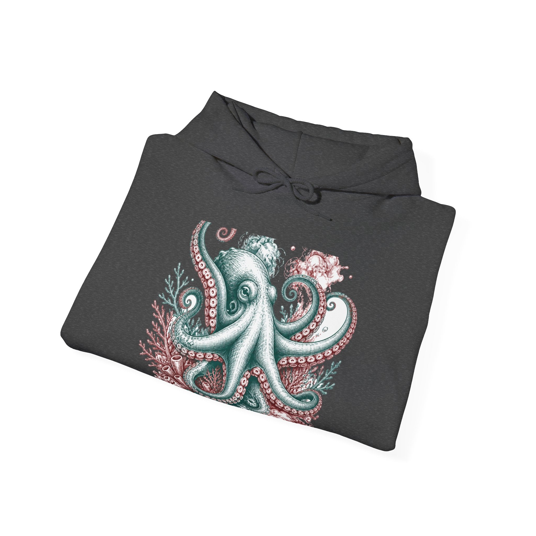 Matching Couple Sweatshirt - Octopus & Jellyfish Matching Couple Hooded Sweatshirt Hand-Drawn Art His Hers Best Friend Gift - Design A