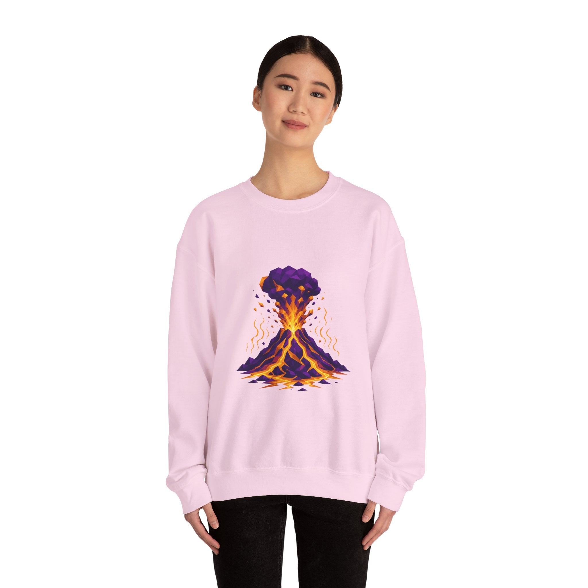 Matching Couple Sweatshirt - Volcano & Glacier Matching Couple Crewneck Sweatshirt Geometric Art His Hers Couple Gift - Design A