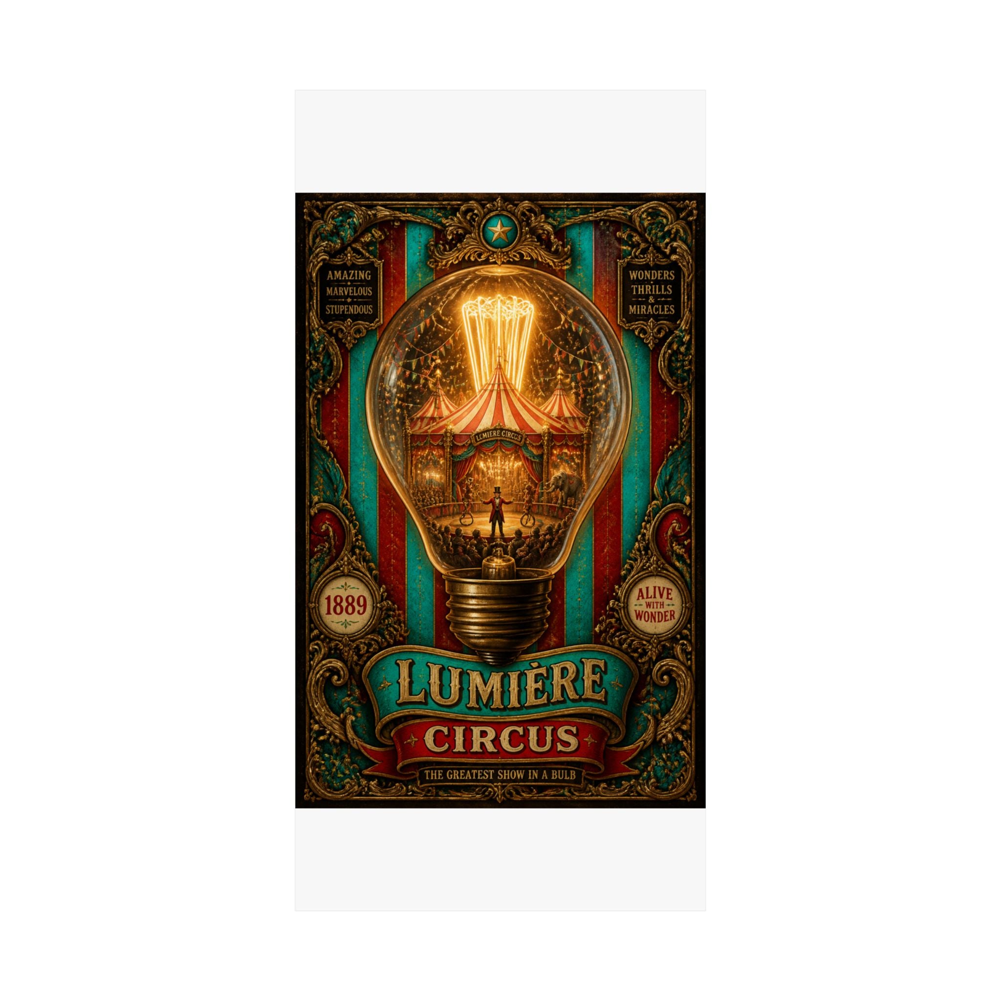 Light Bulb Circus Wall Art Poster 18×24 Baroque Home Office Decor Maximalist Print