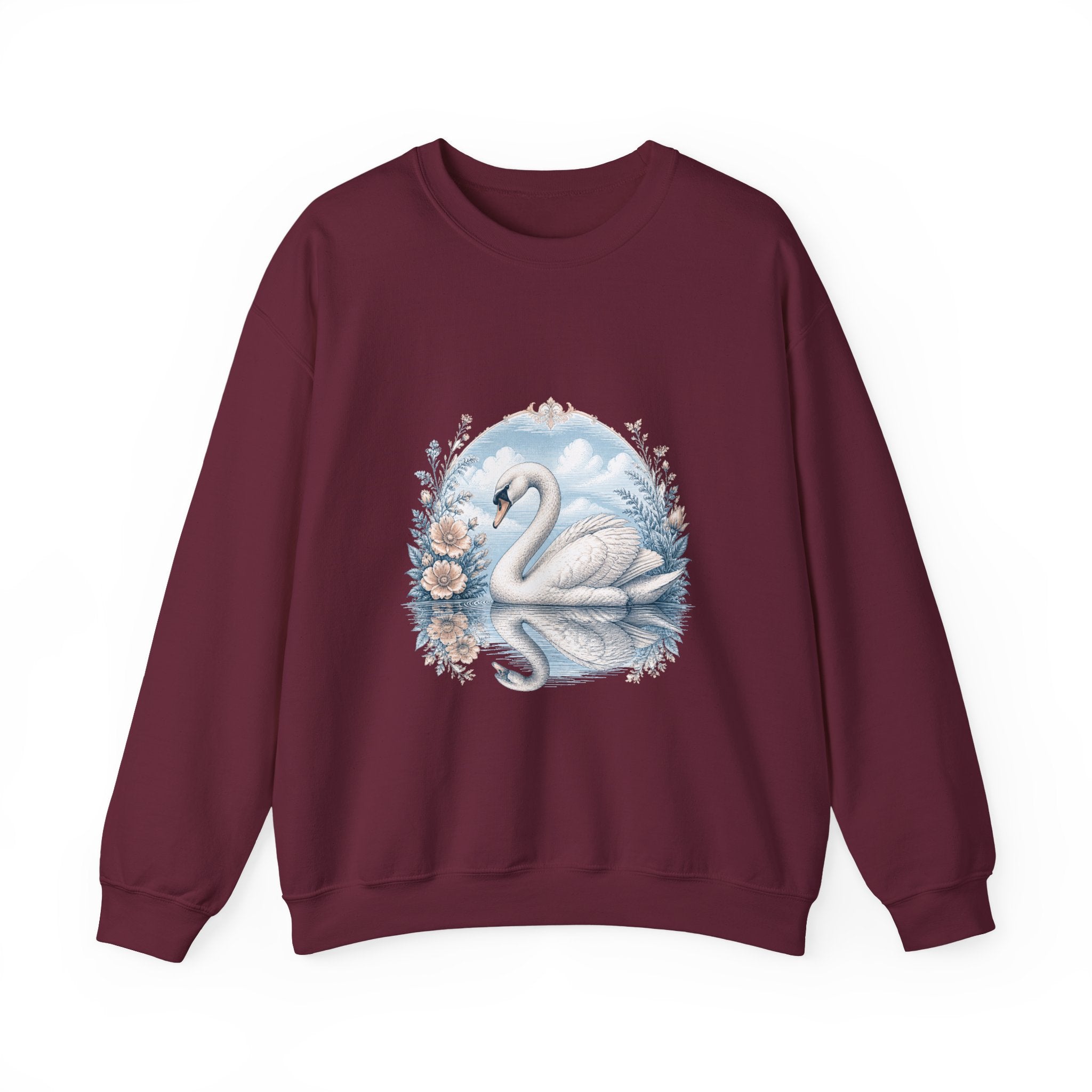 Matching Couple Sweatshirt - Raven & Swan Matching Couple Crewneck Sweatshirt Vintage Art His Hers Wedding Gift - Design B