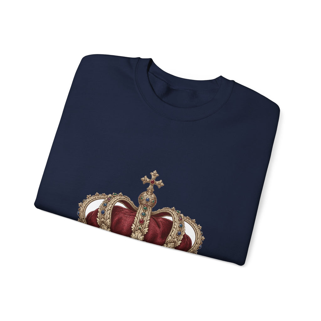 Matching Couple Sweatshirt - Crown & Shield Matching Couple Crewneck Sweatshirt Vintage Art His Hers Wedding Gift - Design A