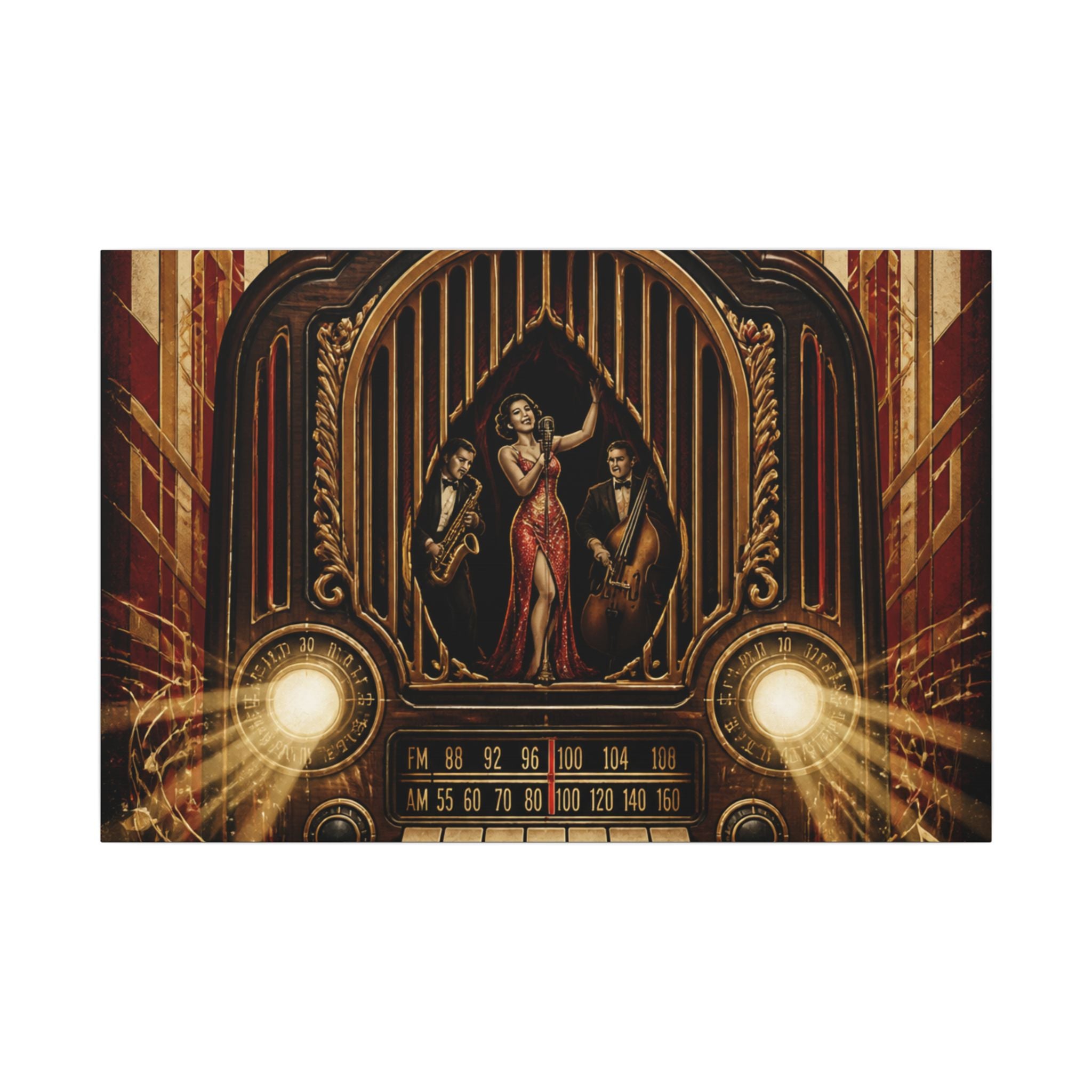 Vintage Radio Stage Wall Art Canvas 16×20 Baroque Home Office Decor Maximalist Print
