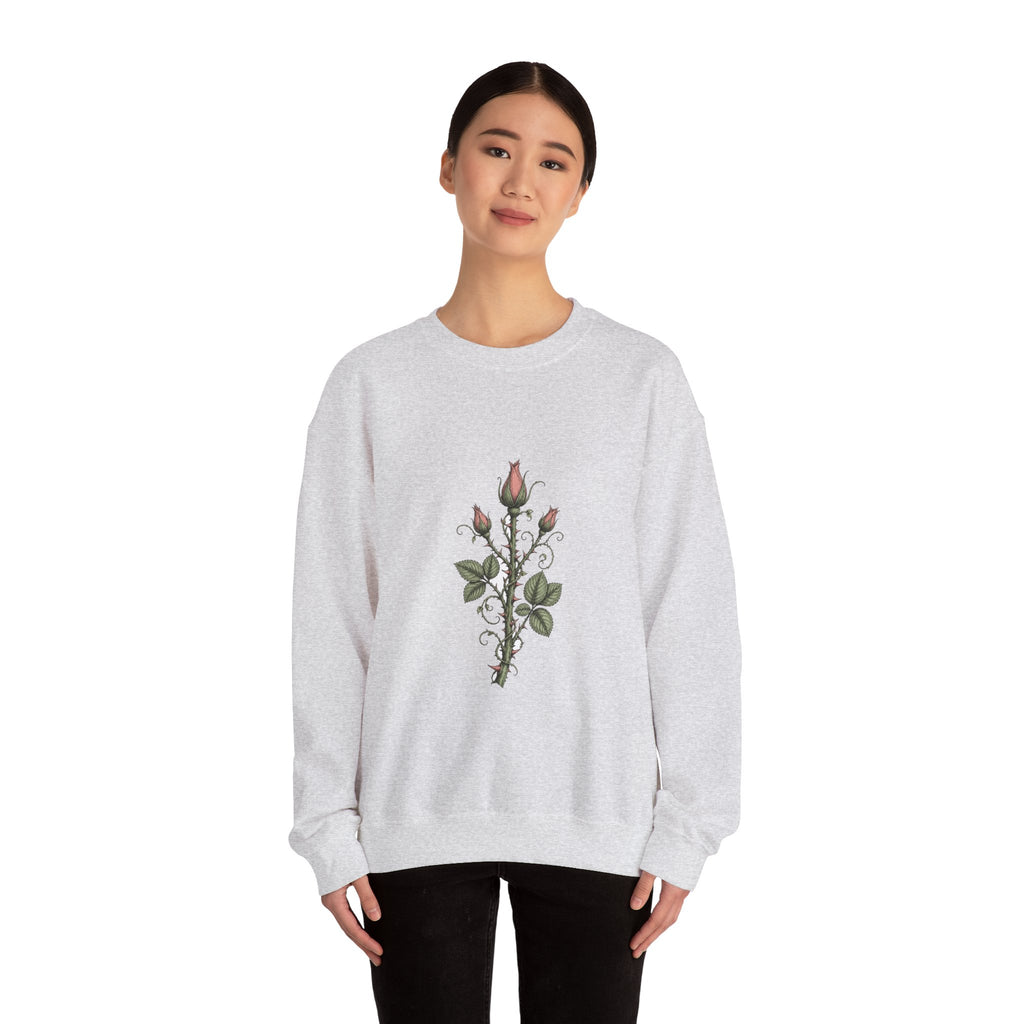 Matching Couple Sweatshirt - Rose & Thorn Matching Couple Comfort Colors Crew Hand-Drawn Art His Hers Anniversary Gift - Design B