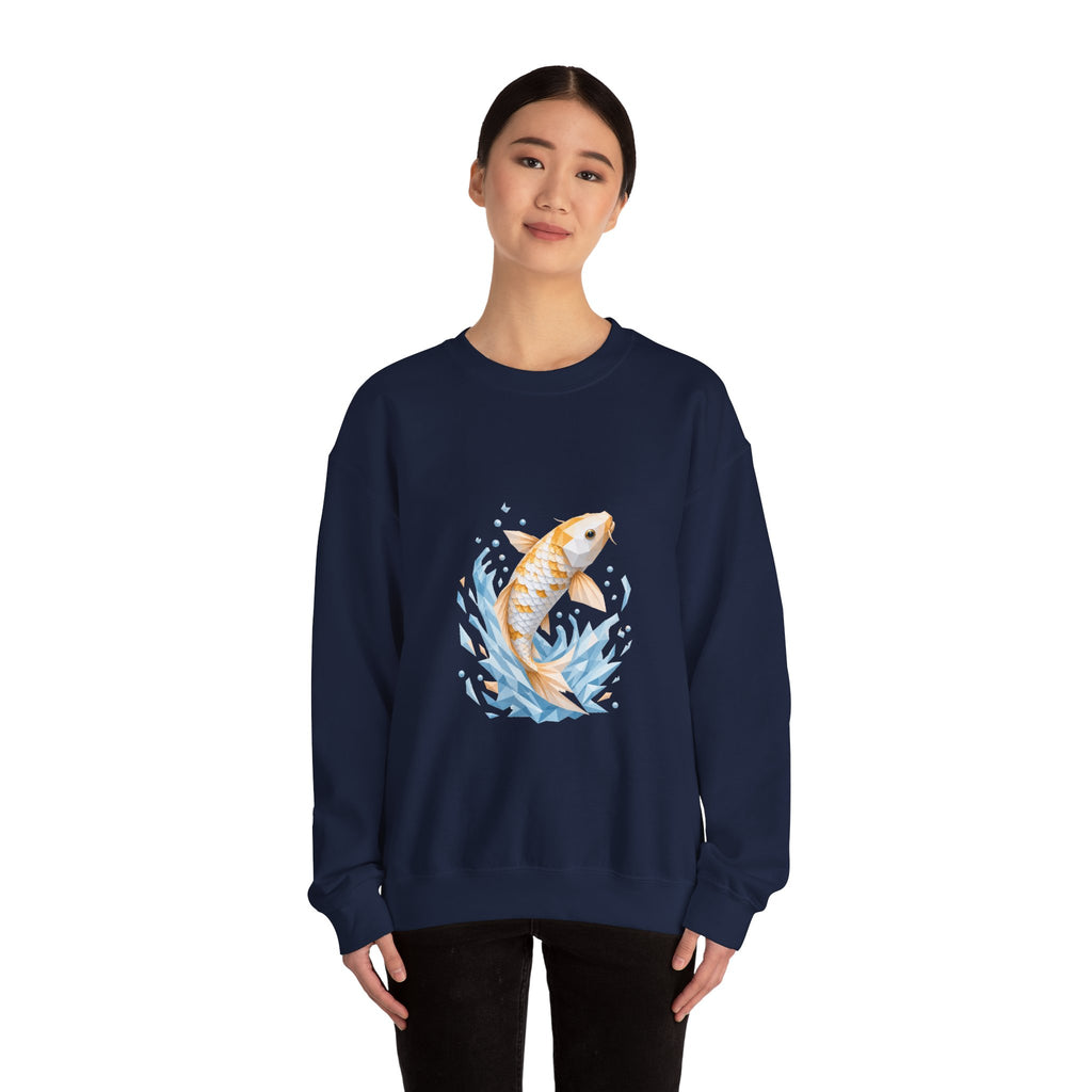 Matching Couple Sweatshirt - Koi Fish Yin Yang Matching Couple Premium Fleece Sweatshirt Geometric Art His Hers Love Gift - Design A