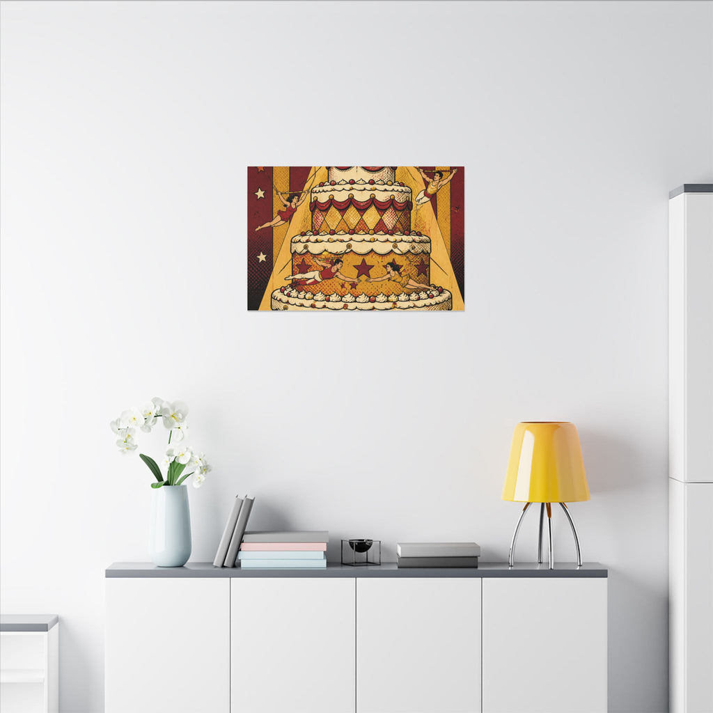 Birthday Cake Trapeze Wall Art Canvas 16×20 Pop Art Living Room Decor Maximalist Print
