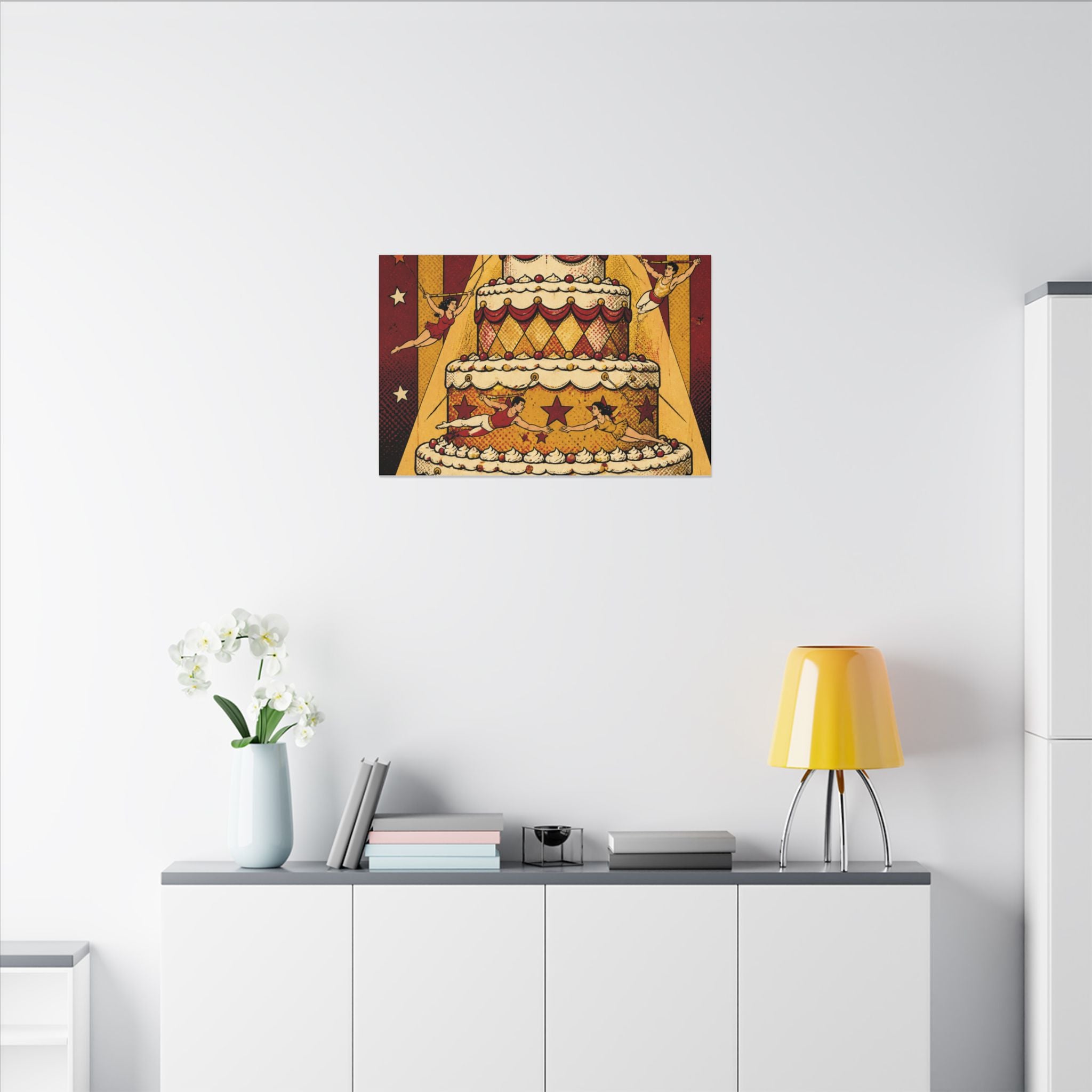 Birthday Cake Trapeze Wall Art Canvas 16×20 Pop Art Living Room Decor Maximalist Print