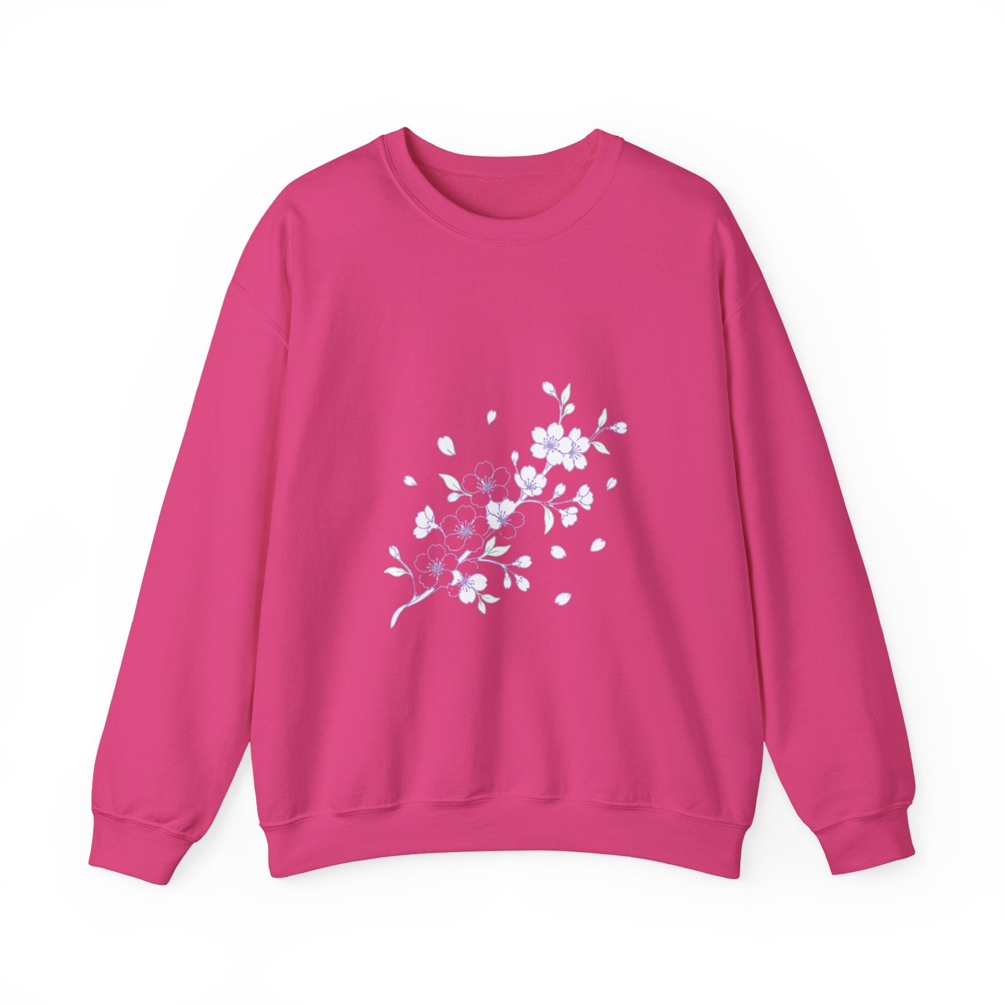 Matching Couple Sweatshirt - Cherry Blossom & Maple Leaf Matching Couple Crewneck Sweatshirt Minimalist Art His Hers Valentine Gift - Design A