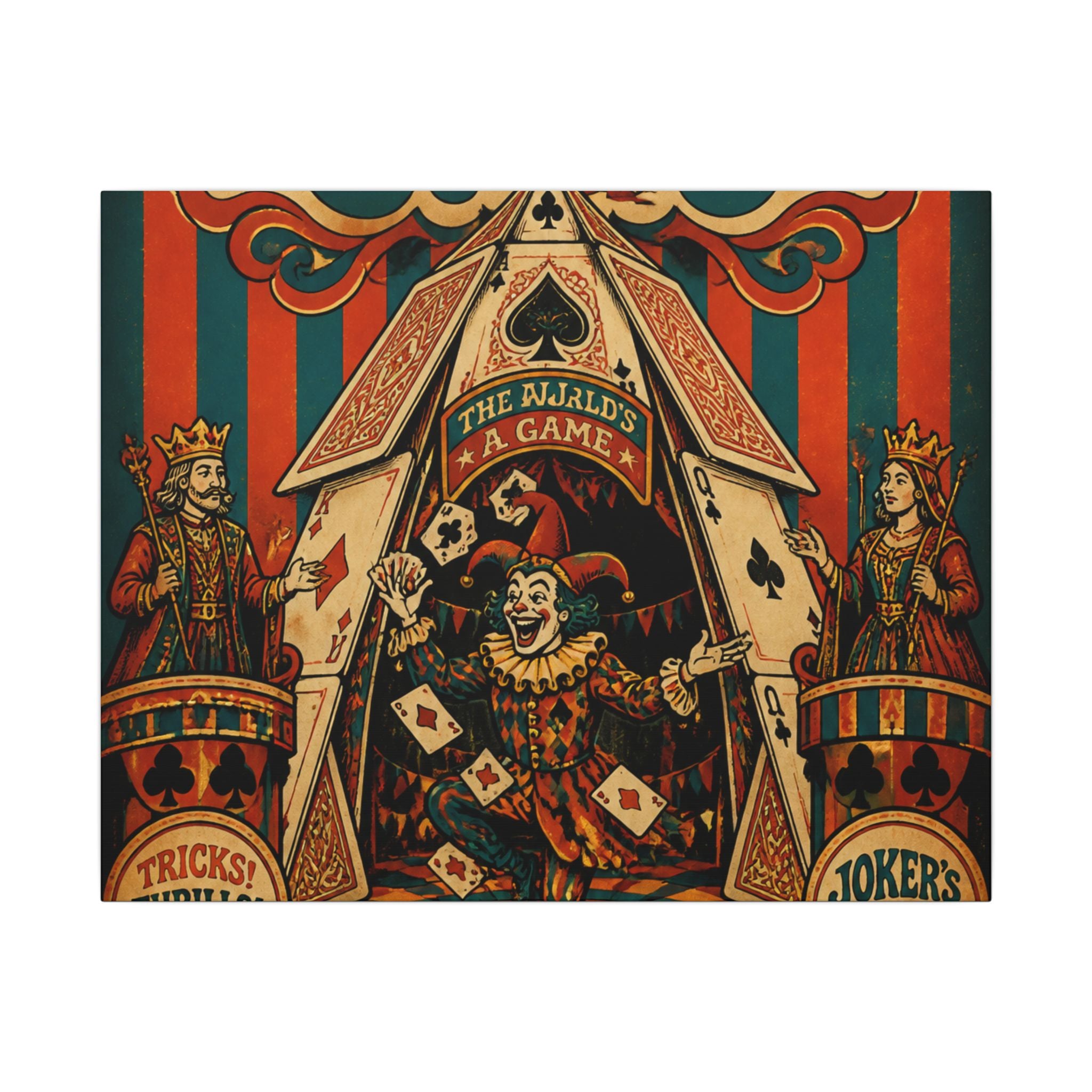 Playing Cards Tent Wall Art Canvas 24×36 Psychedelic Dining Room Decor Maximalist Print