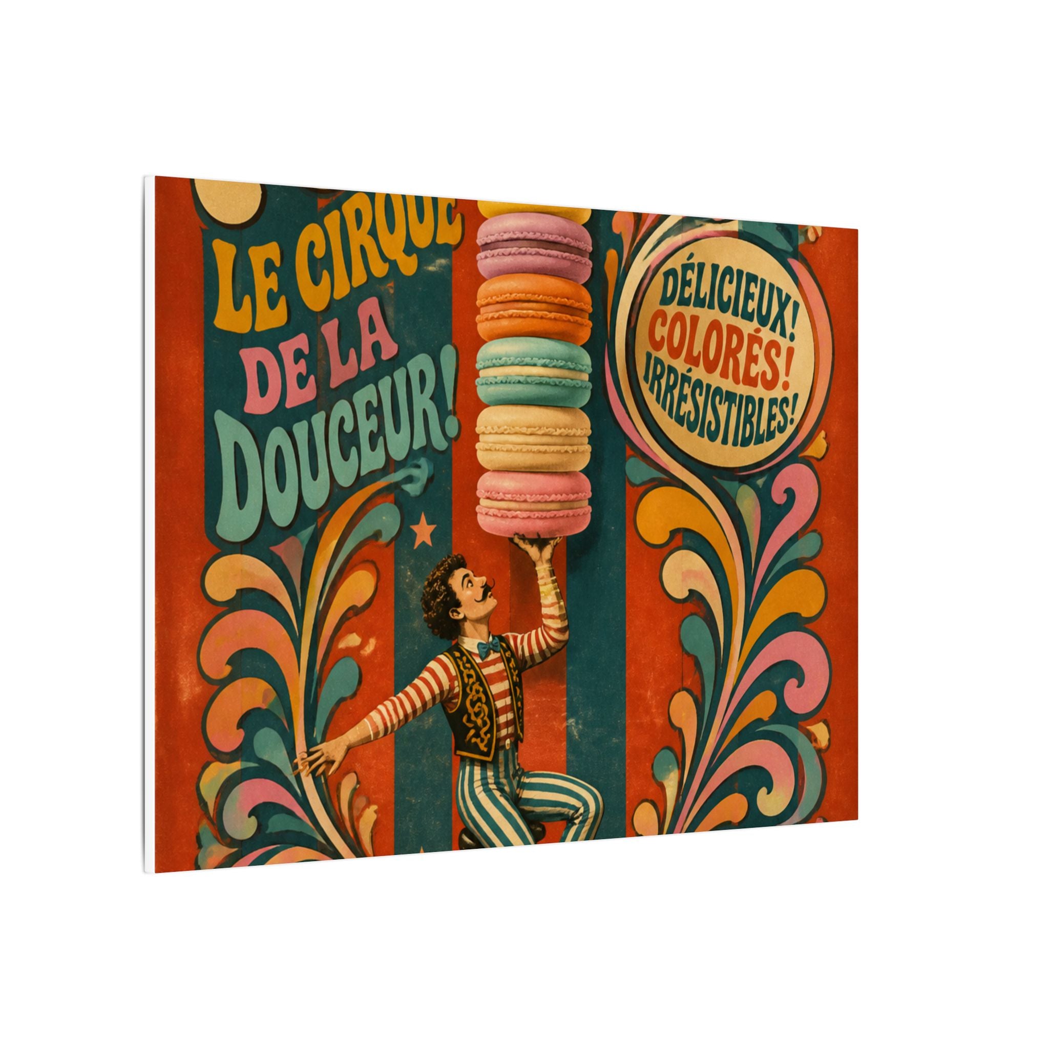 Macaron Balancing Tower Wall Art Canvas 24×36 Psychedelic Dining Room Decor Maximalist Print