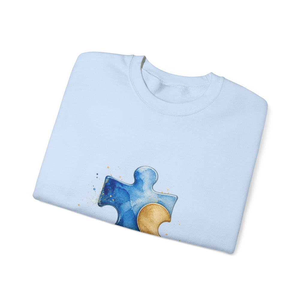 Matching Couple Sweatshirt - Puzzle Pieces Matching Couple Crewneck Sweatshirt Watercolor Art His Hers Engagement Gift - Design A