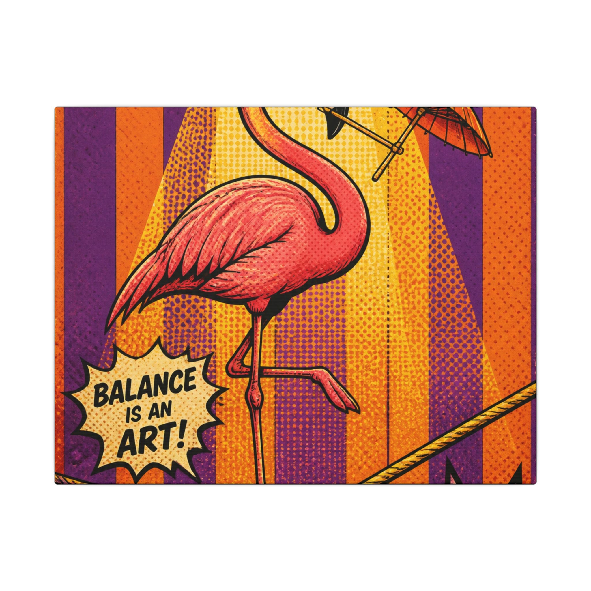 Flamingo Tightrope Wall Art Canvas 24×36 Pop Art Restaurant Decor Maximalist Print