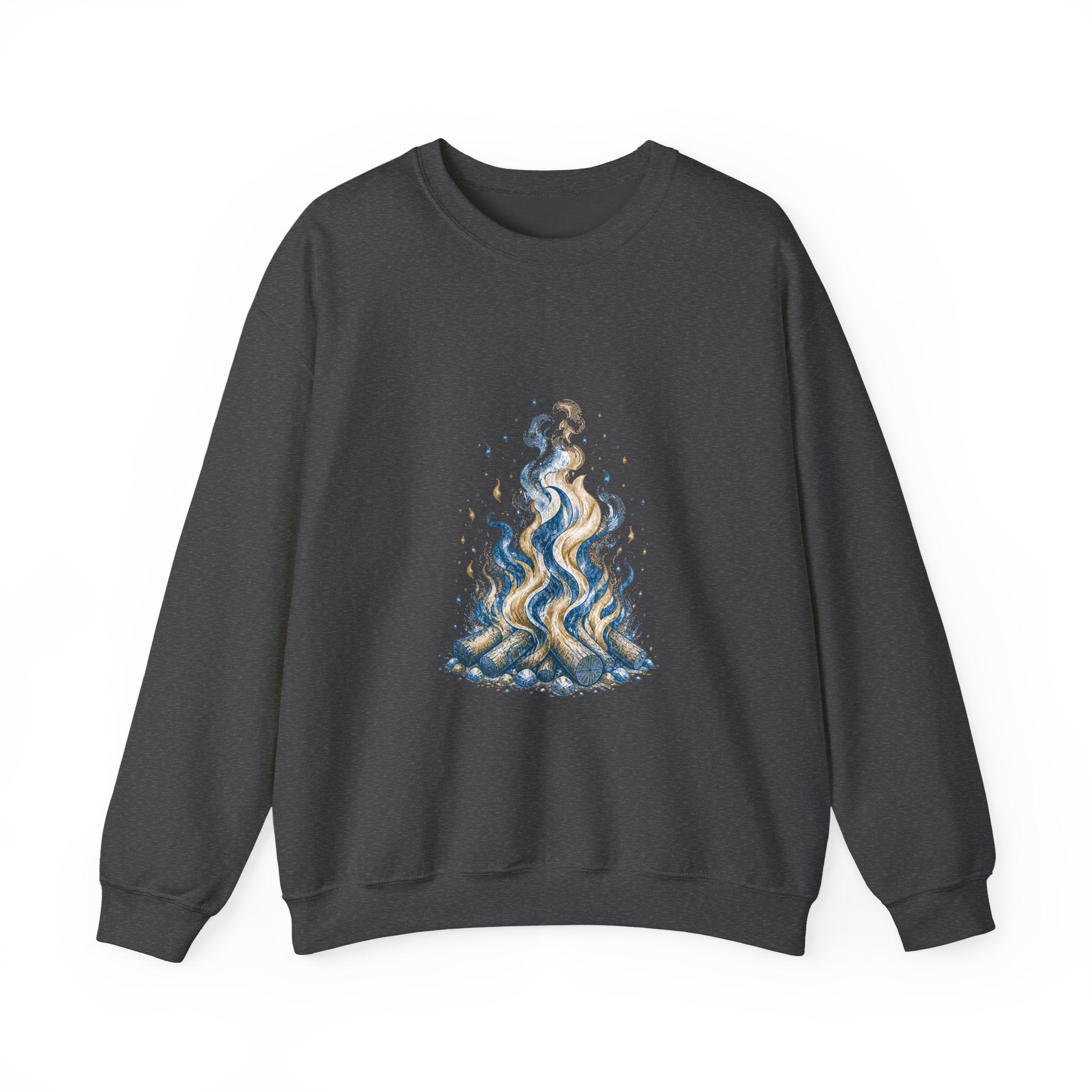 Matching Couple Sweatshirt - Wildfire & Waterfall Matching Couple Premium Fleece Sweatshirt Hand-Drawn Art His Hers Anniversary Gift - Design A