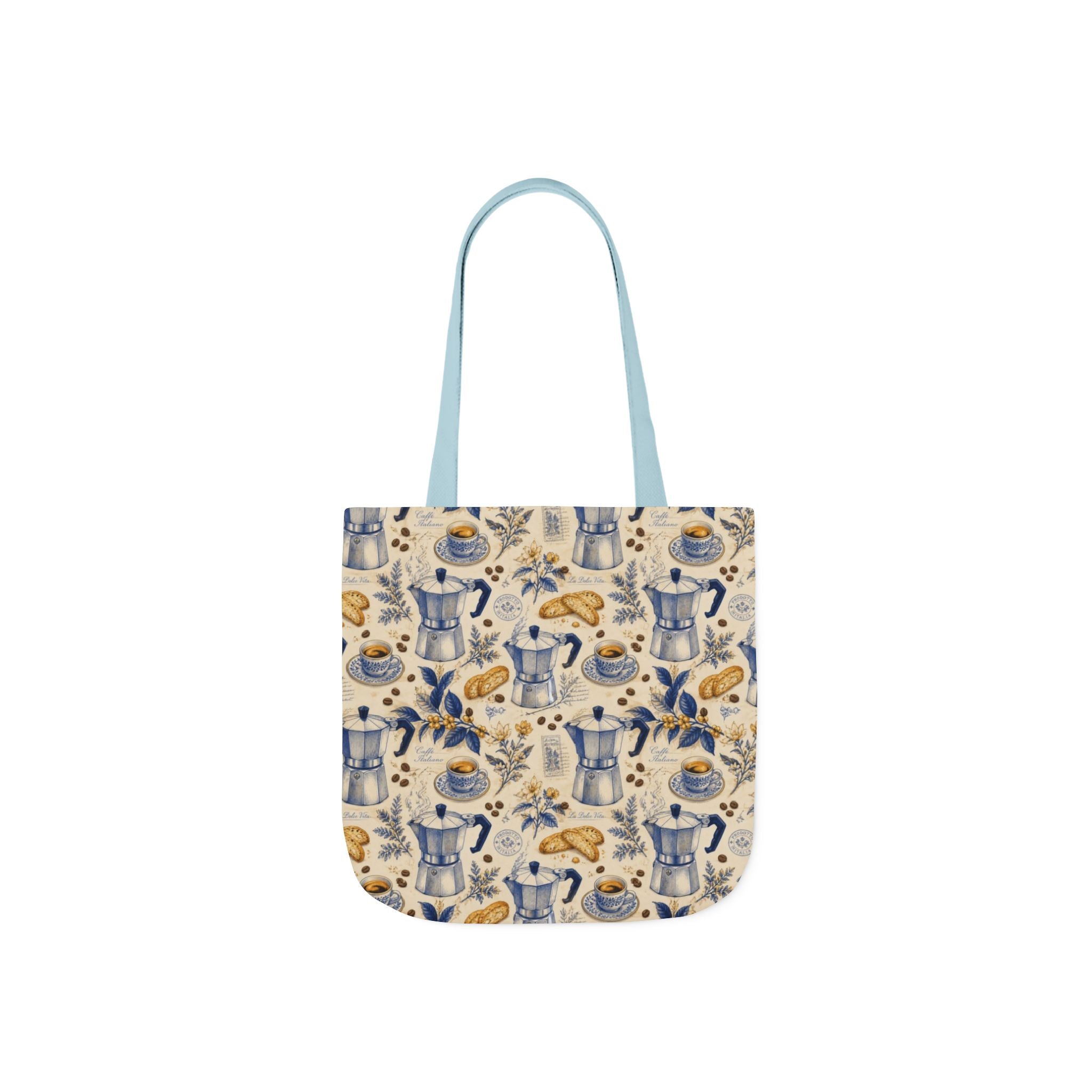 Espresso Moka Pot Canvas Tote Bag Mediterranean Kitchen Botanical Design Italian Cottagecore Gift