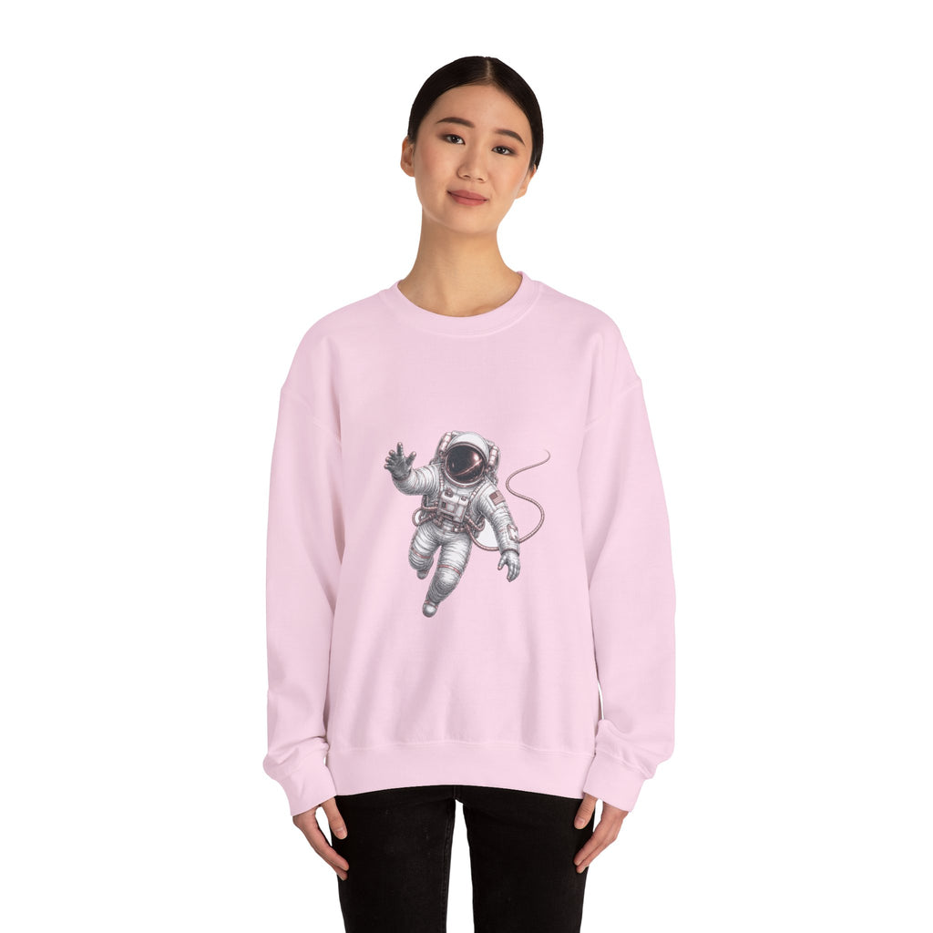 Matching Couple Sweatshirt - Astronaut & Planet Matching Couple Crewneck Sweatshirt Hand-Drawn Art His Hers Best Friend Gift - Design A