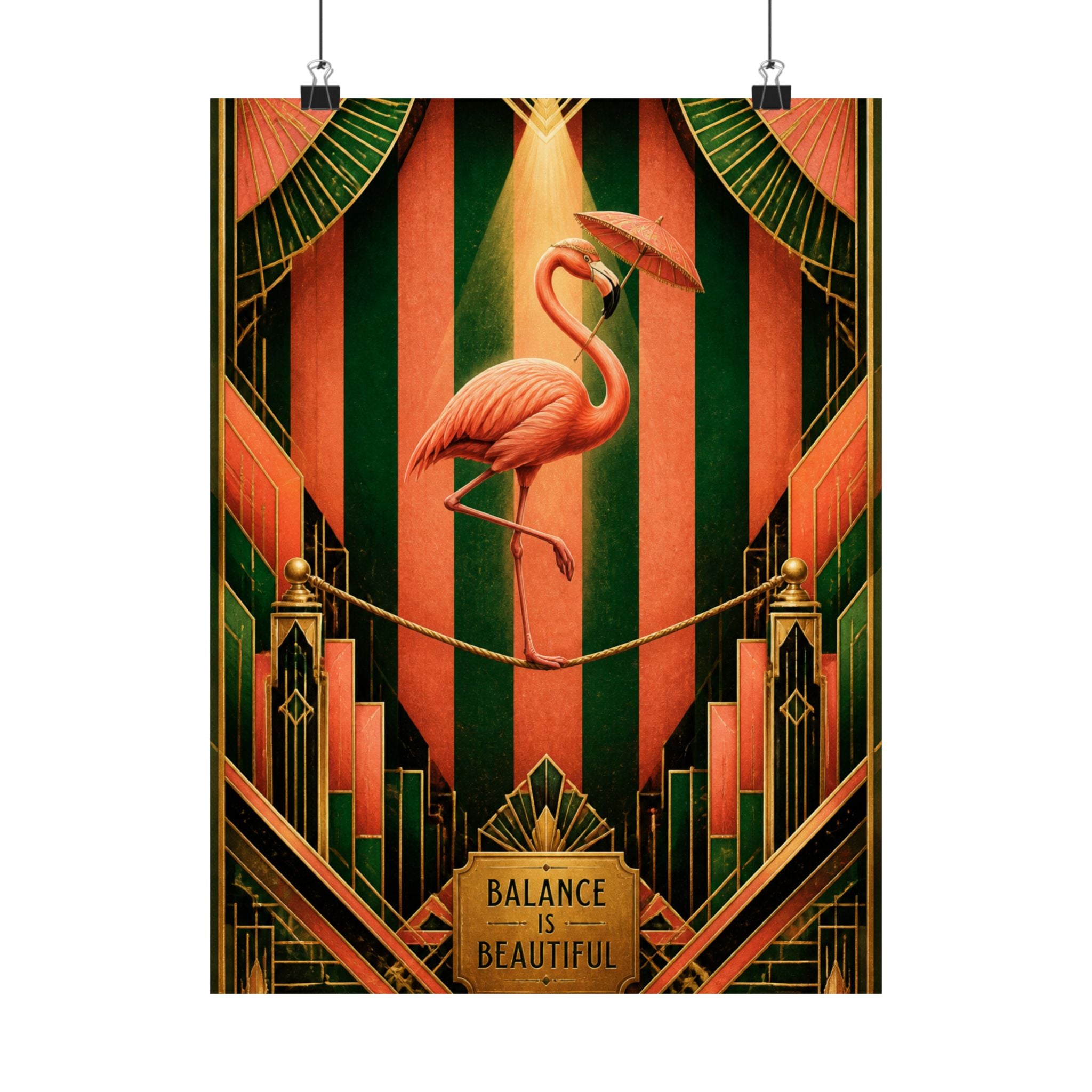 Flamingo Tightrope Wall Art Poster 18×24 Art Deco Entryway Decor Maximalist Print
