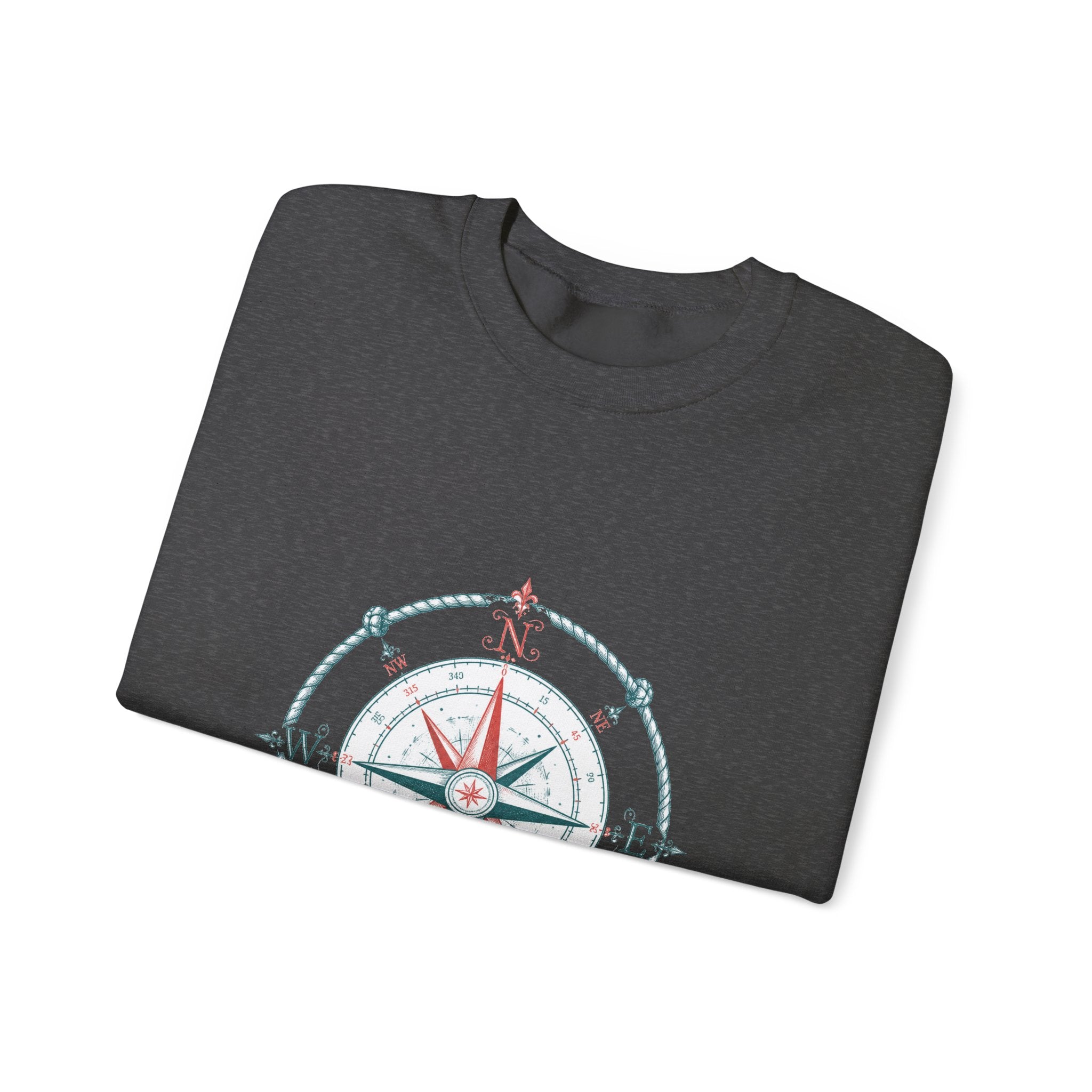 Matching Couple Sweatshirt - Compass North & South Matching Couple Premium Fleece Sweatshirt Hand-Drawn Art His Hers Anniversary Gift - Design A