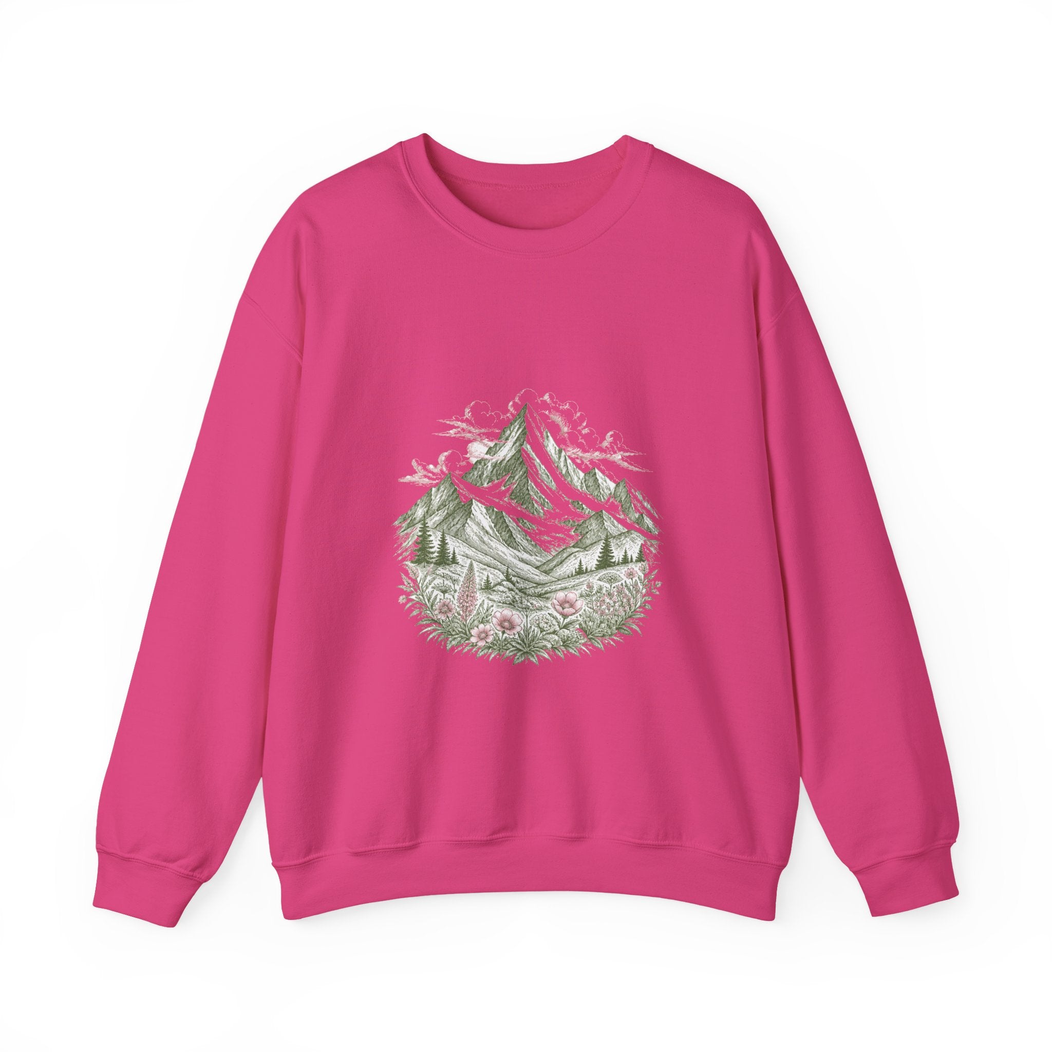 Matching Couple Sweatshirt - Mountain & Ocean Matching Couple Comfort Colors Crew Hand-Drawn Art His Hers Anniversary Gift - Design A