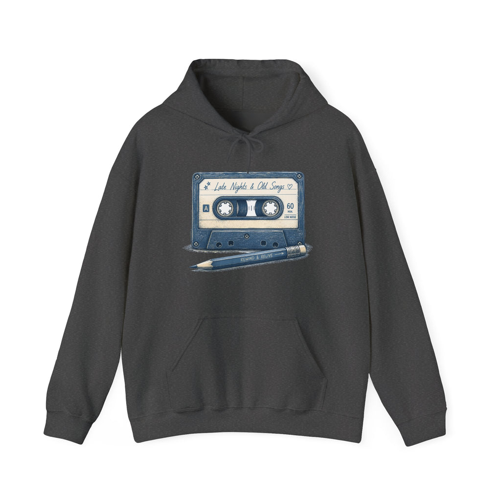 Matching Couple Sweatshirt - Vinyl & Cassette Matching Couple Hooded Sweatshirt Hand-Drawn Art His Hers Best Friend Gift - Design B