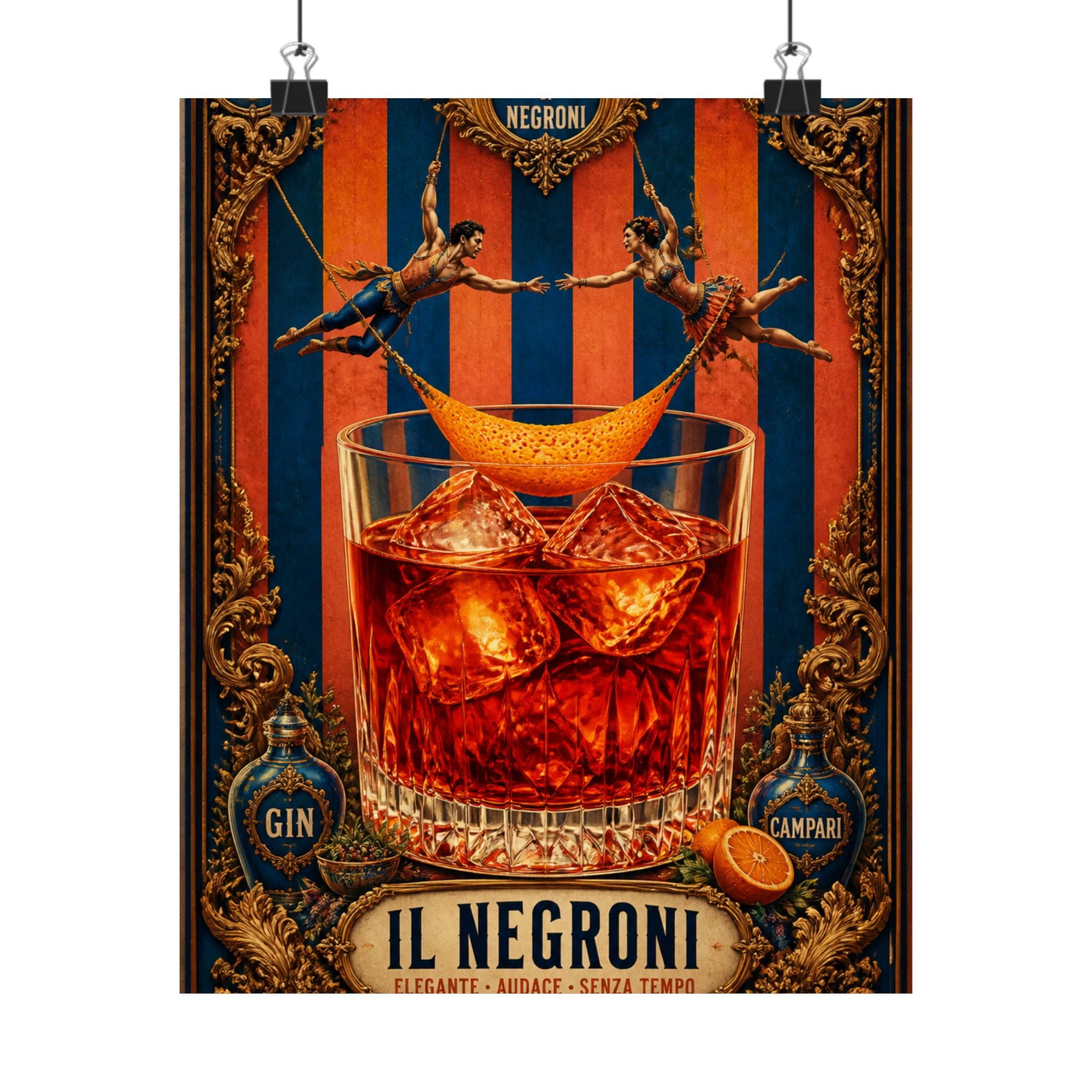 Negroni Trapeze Act Wall Art Poster 24×36 Baroque Studio Decor Maximalist Print