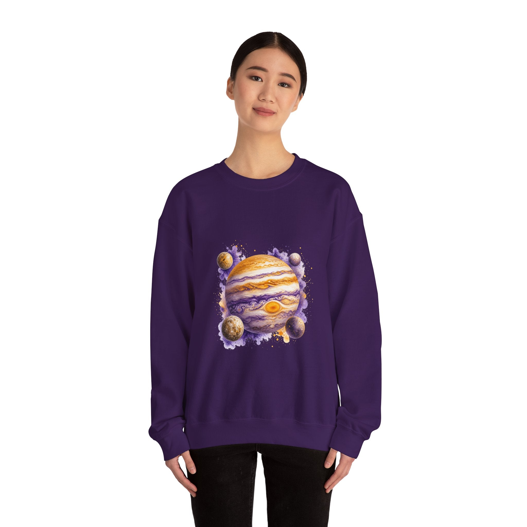 Matching Couple Sweatshirt - Saturn & Jupiter Matching Couple Comfort Colors Crew Watercolor Art His Hers Birthday Gift - Design B