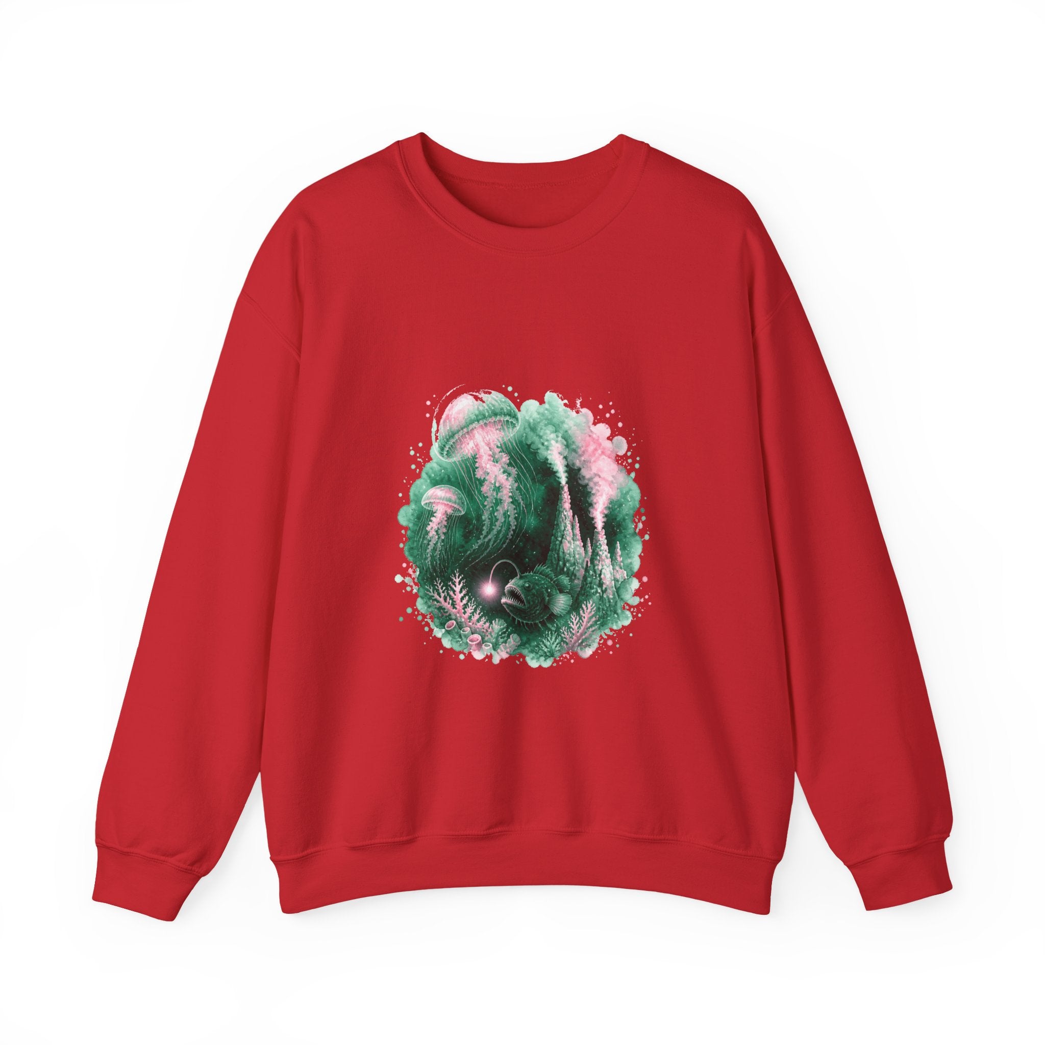 Matching Couple Sweatshirt - Coral Reef & Deep Sea Matching Couple Crewneck Sweatshirt Watercolor Art His Hers Engagement Gift - Design B
