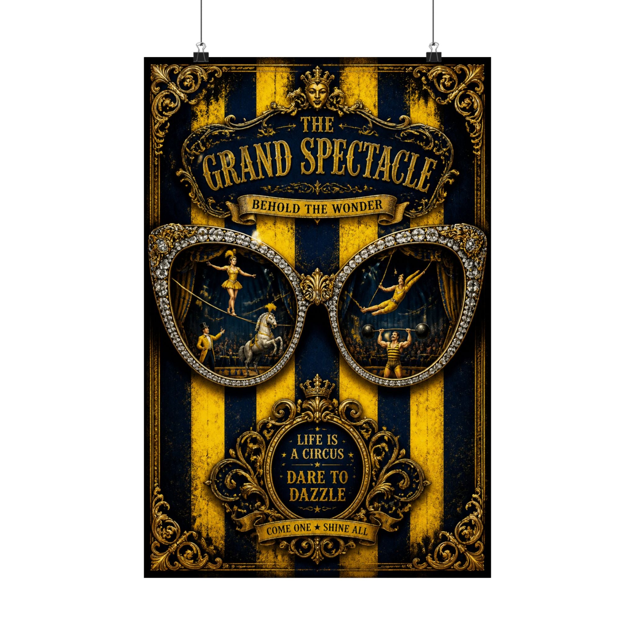 Sunglasses Circus Ring Wall Art Poster 18×24 Baroque Home Office Decor Maximalist Print