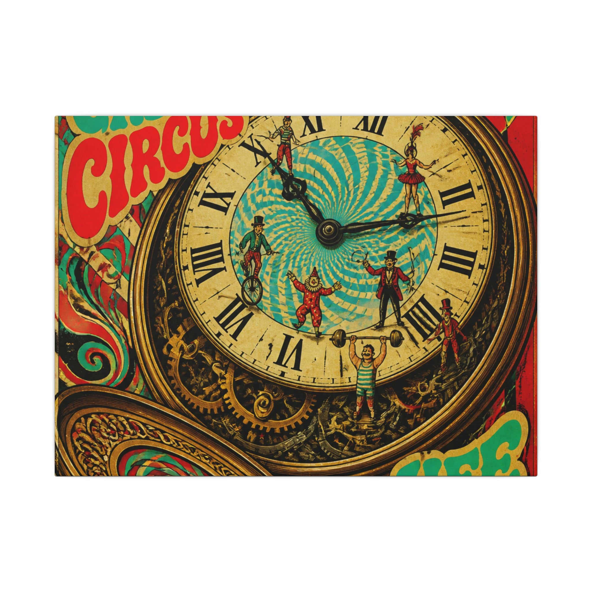 Pocket Watch Performers Wall Art Canvas 24×36 Psychedelic Dining Room Decor Maximalist Print