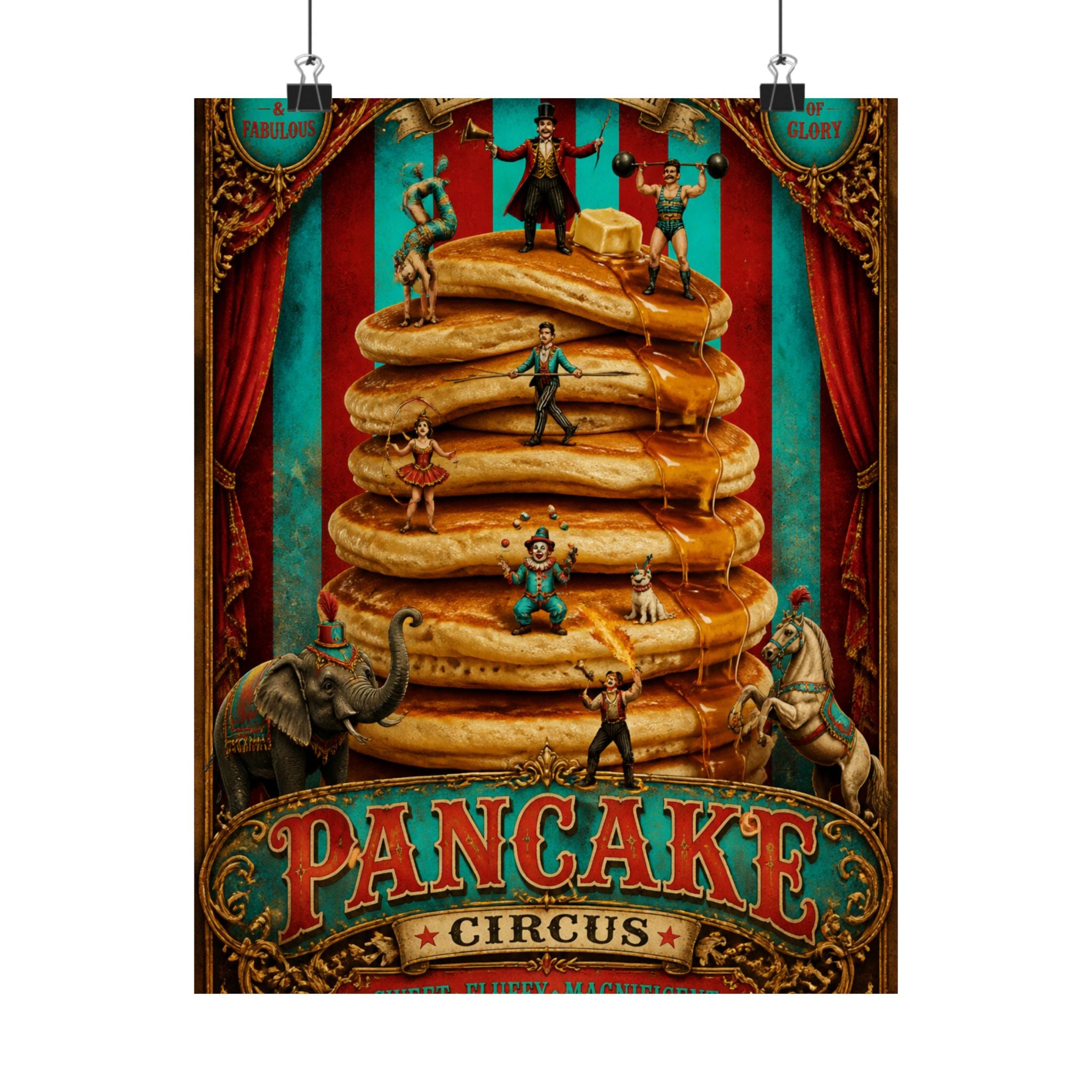 Pancake Stack Platform Wall Art Poster 18×24 Baroque Home Office Decor Maximalist Print