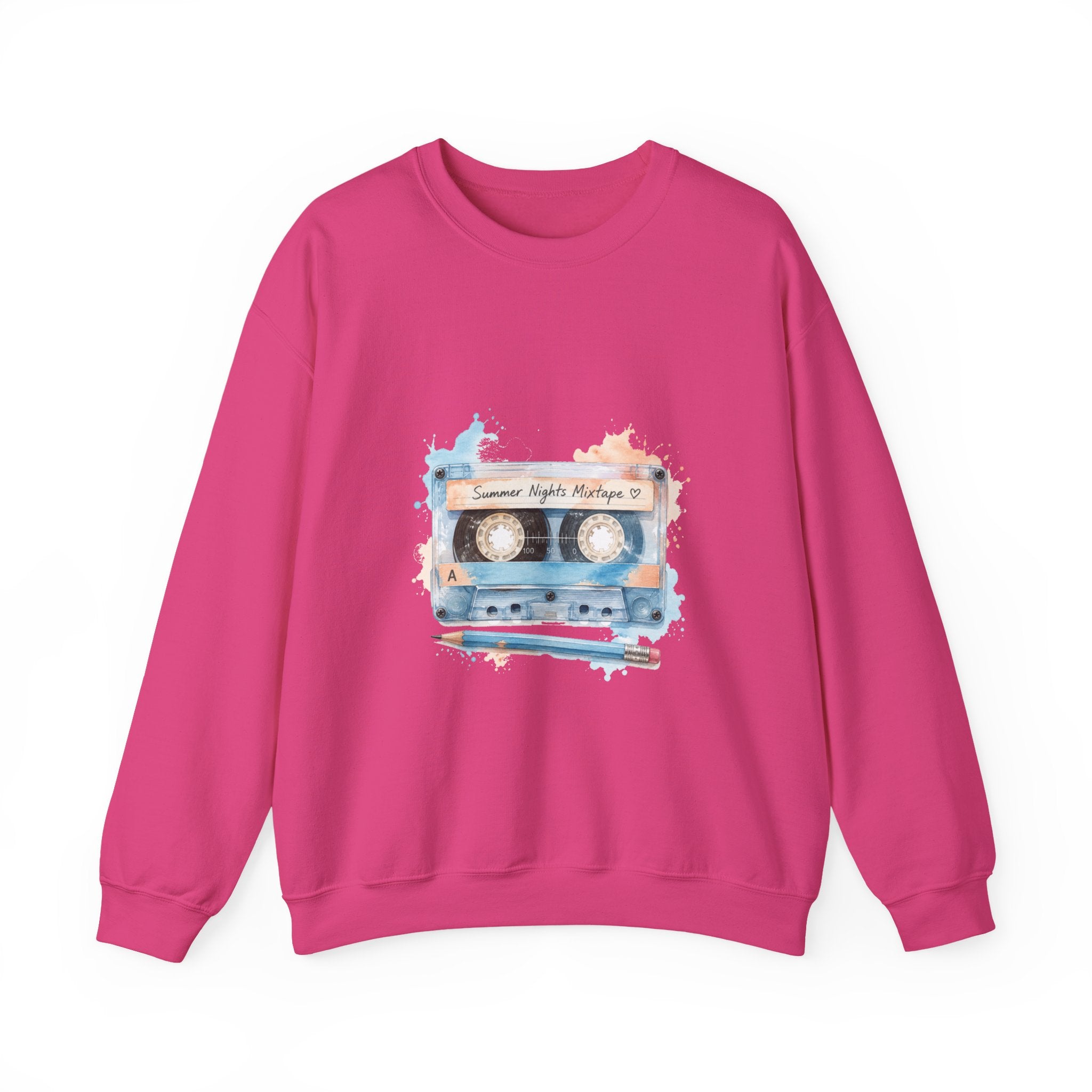 Matching Couple Sweatshirt - Vinyl & Cassette Matching Couple Comfort Colors Crew Watercolor Art His Hers Birthday Gift - Design B