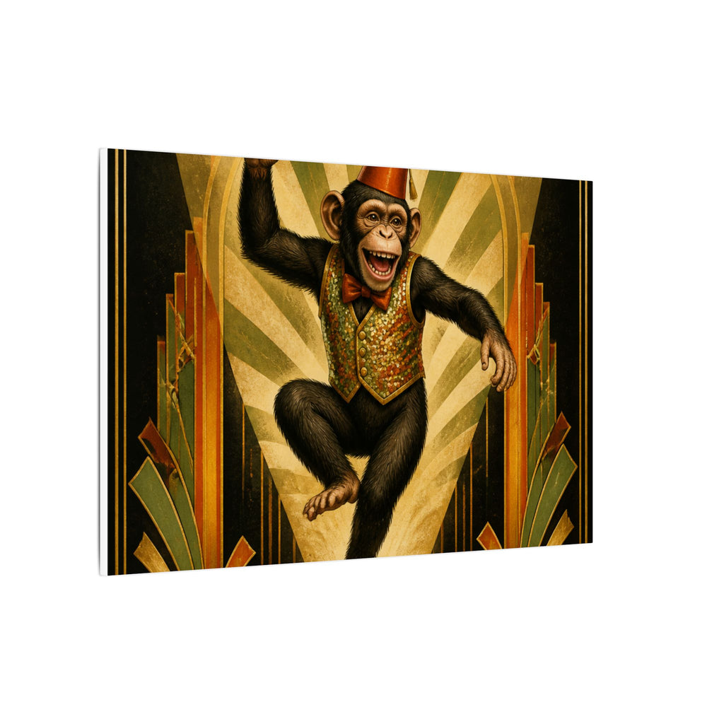 Dancing Monkey Wall Art Canvas 16×20 Art Deco Entryway Decor Maximalist Print