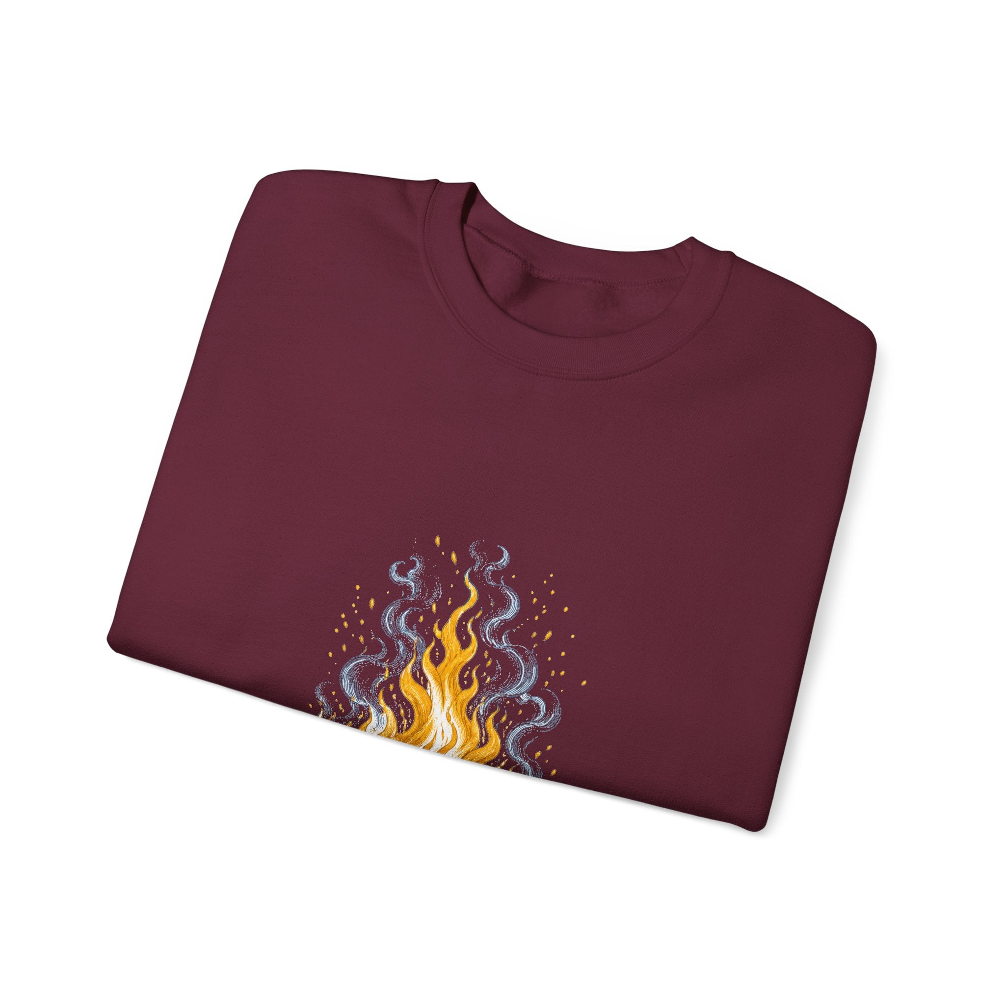 Matching Couple Sweatshirt - Wildfire & Waterfall Matching Couple Comfort Colors Crew Hand-Drawn Art His Hers Anniversary Gift - Design A