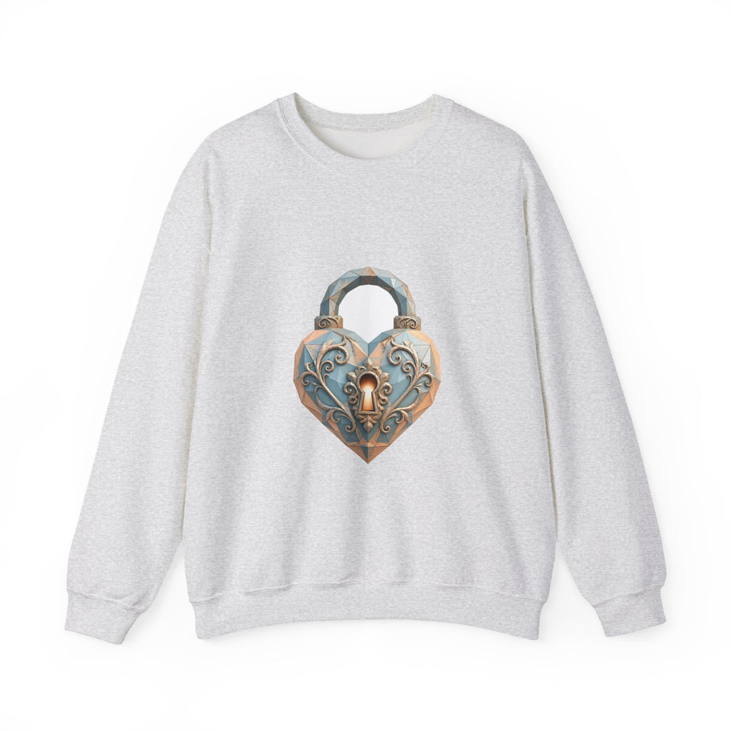 Matching Couple Sweatshirt - Key & Lock Matching Couple Crewneck Sweatshirt Geometric Art His Hers Couple Gift - Design B
