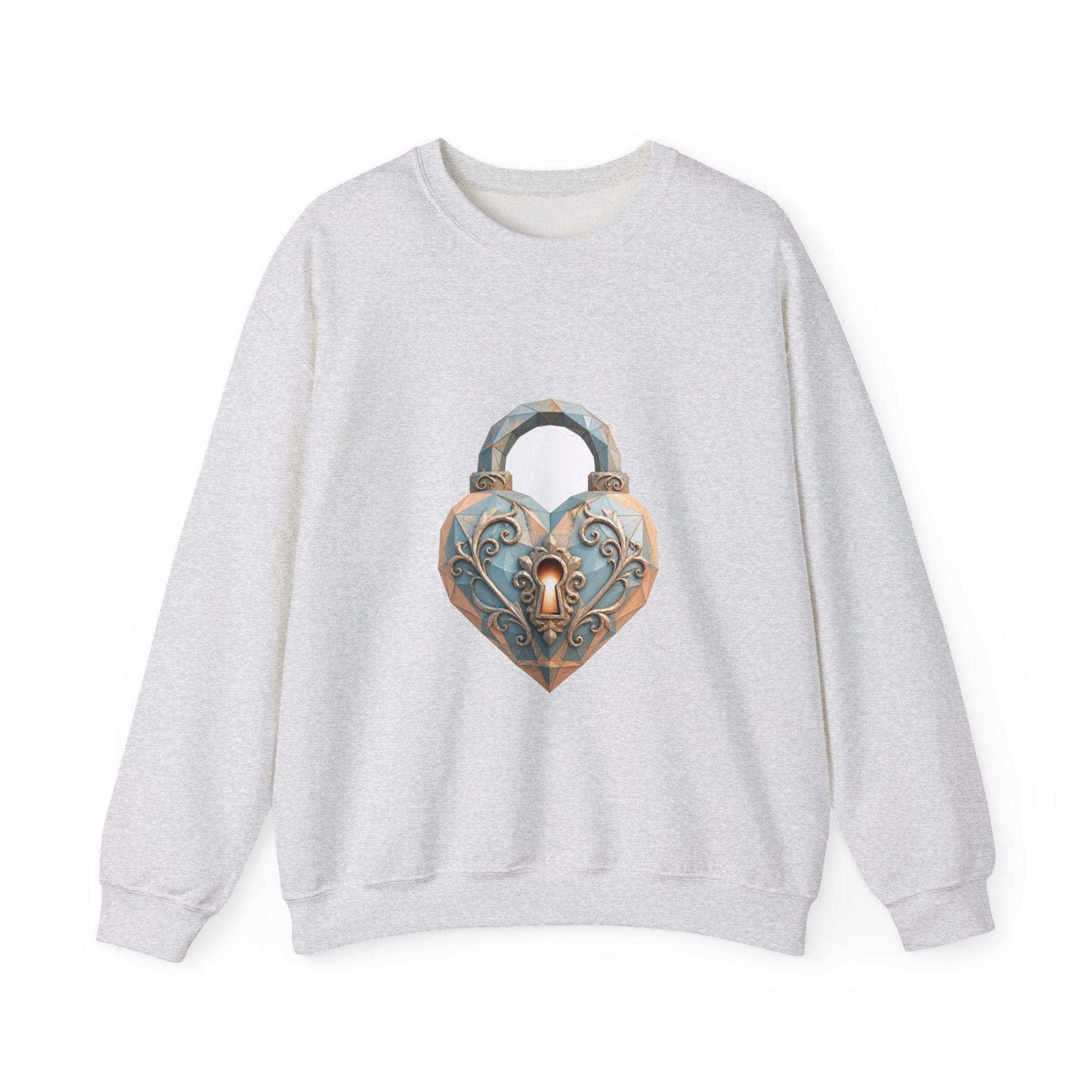 Matching Couple Sweatshirt - Key & Lock Matching Couple Crewneck Sweatshirt Geometric Art His Hers Couple Gift - Design B