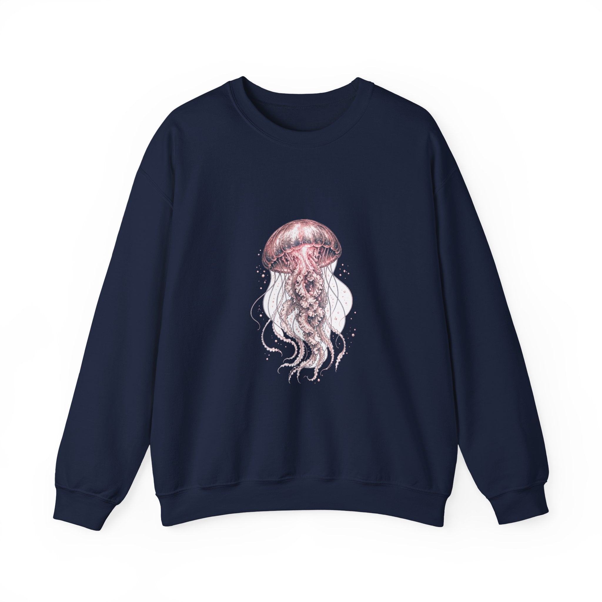 Matching Couple Sweatshirt - Octopus & Jellyfish Matching Couple Crewneck Sweatshirt Hand-Drawn Art His Hers Best Friend Gift - Design B