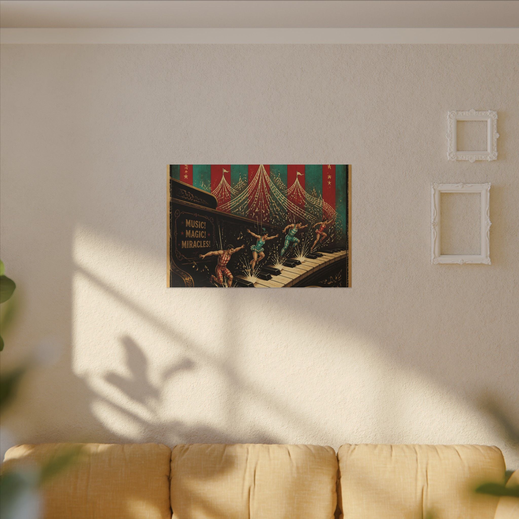 Grand Piano Acrobats Wall Art Canvas 16×20 Vintage Circus Kitchen Decor Maximalist Print