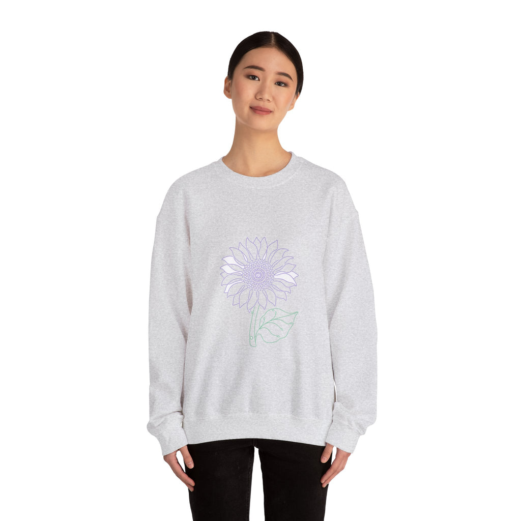 Matching Couple Sweatshirt - Sunflower & Moonflower Matching Couple Comfort Colors Crew Minimalist Art His Hers Christmas Gift - Design A